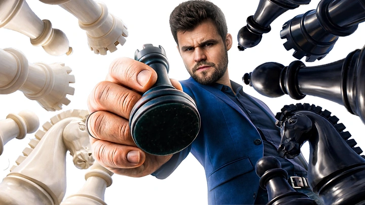 Board Games & Game Cafes creative ad: Human-versus-machine chess conflict image