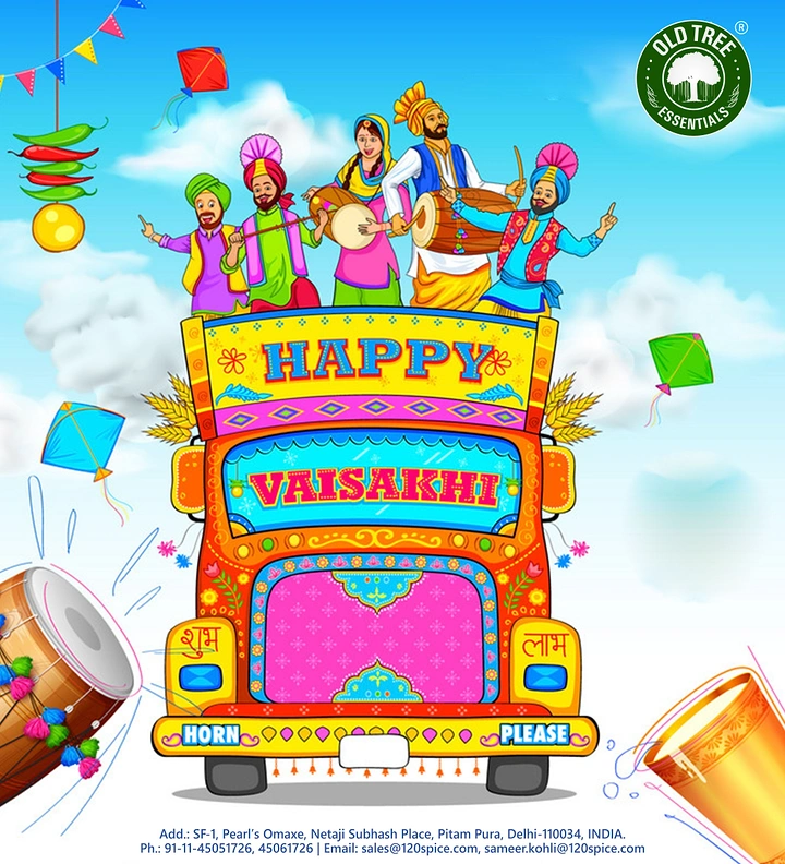 other-festival creative ad: Decorated Indian truck with bhangra dancers on its roof