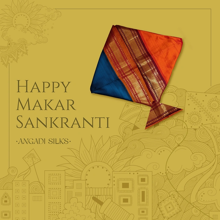 Makar Sankranti creative ad: Folded silk saree shaped as a kite