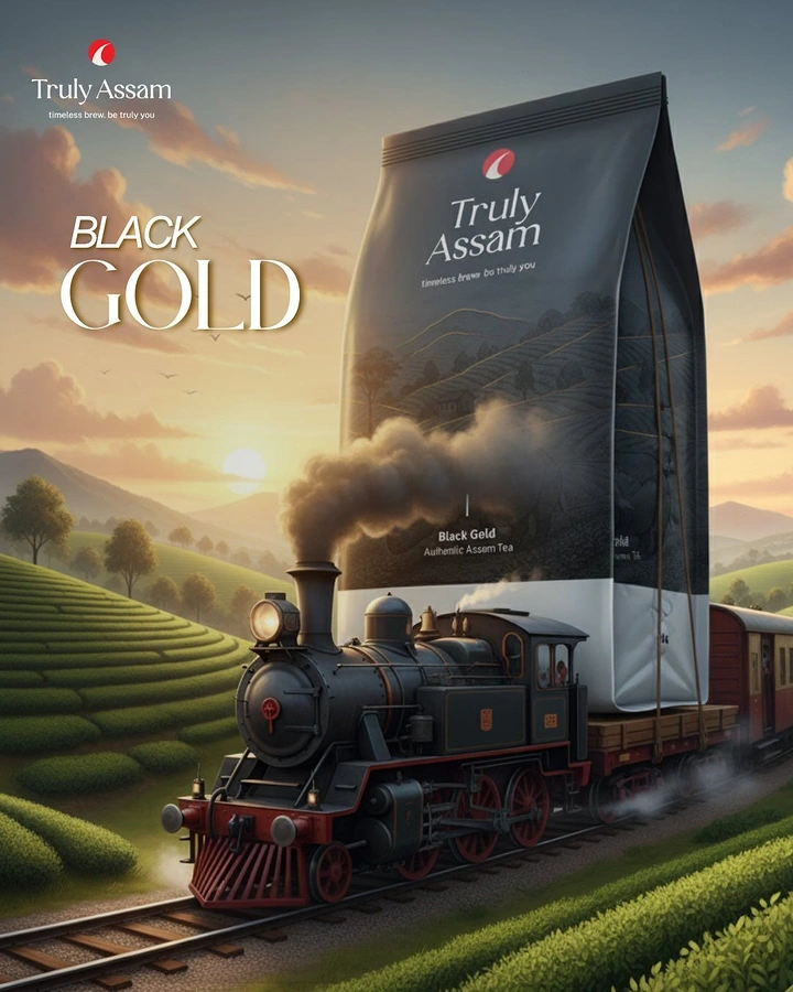 Tea & Chai Brands creative ad: Giant tea pack hauled by train