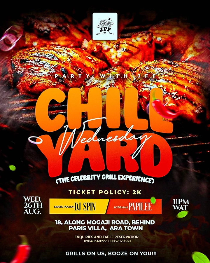 BBQ & Grill Restaurants creative ad: Fiery Chill Yard event identity