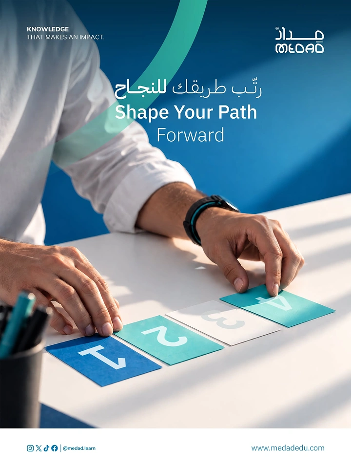 Online Courses & E-learning creative ad: Career path built from directional blocks