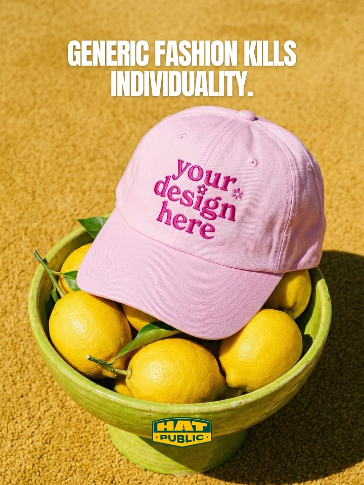Hats & Caps creative ad: Fruit-bowl styling reinforces individuality message