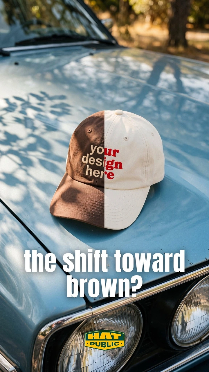 Hats & Caps creative ad: Brown car creates color-shift metaphor