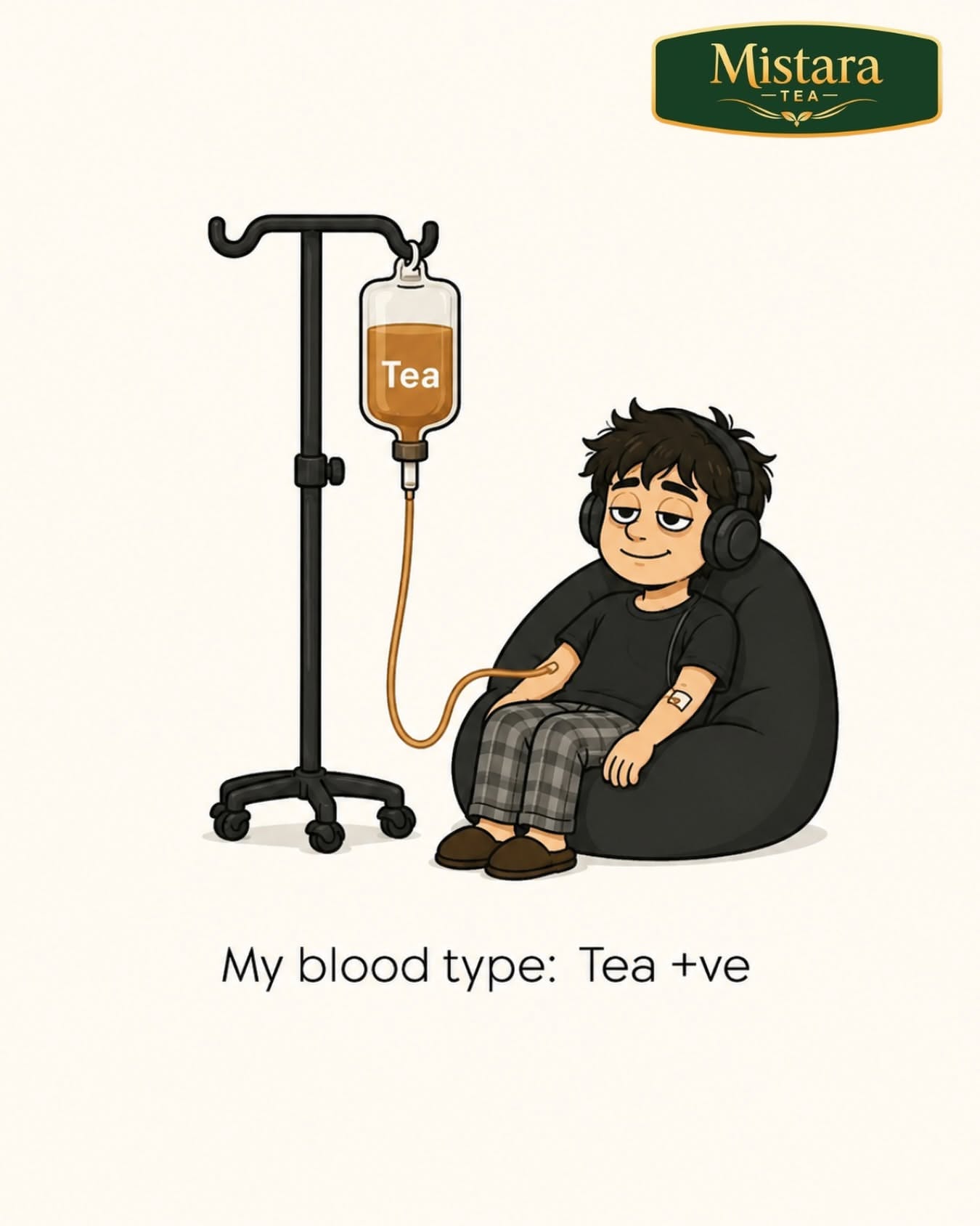 Instagram post: Tea IV drip, 'blood type Tea +ve'