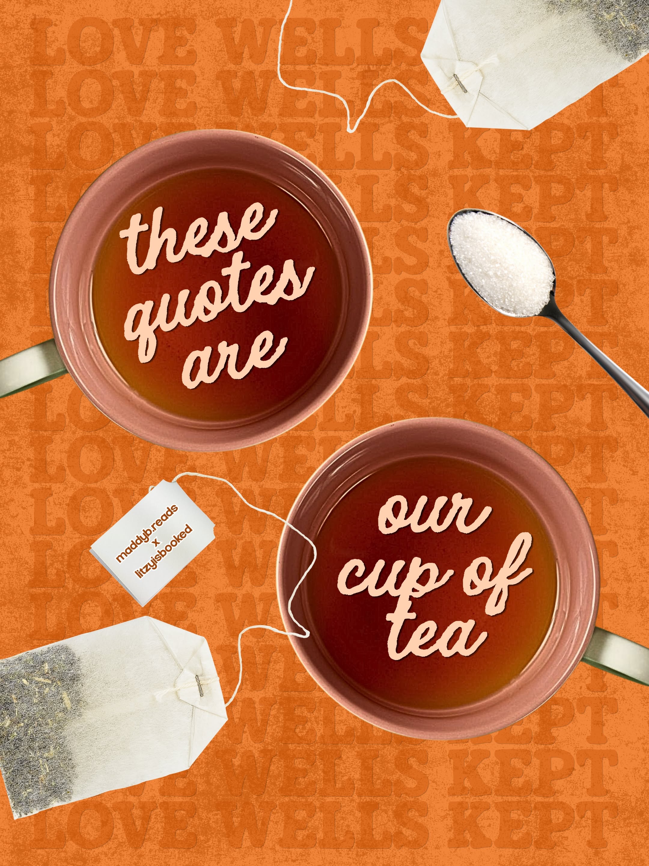Instagram post: Tea cups spell 'our cup of tea' pun, slide 1
