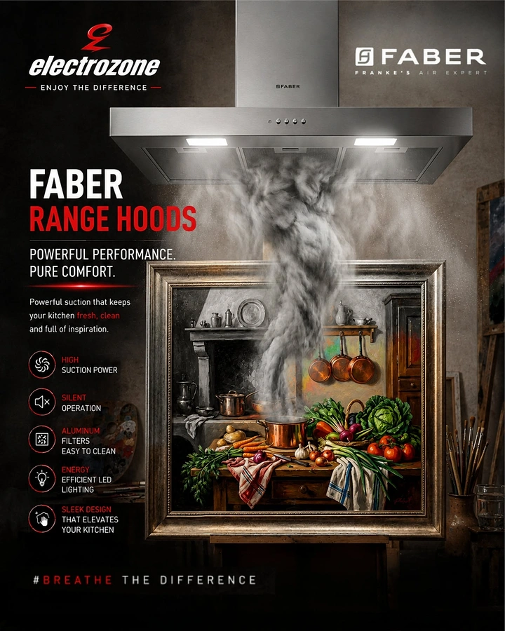 Home Appliances creative ad: Smoke rising from framed painting kitchen