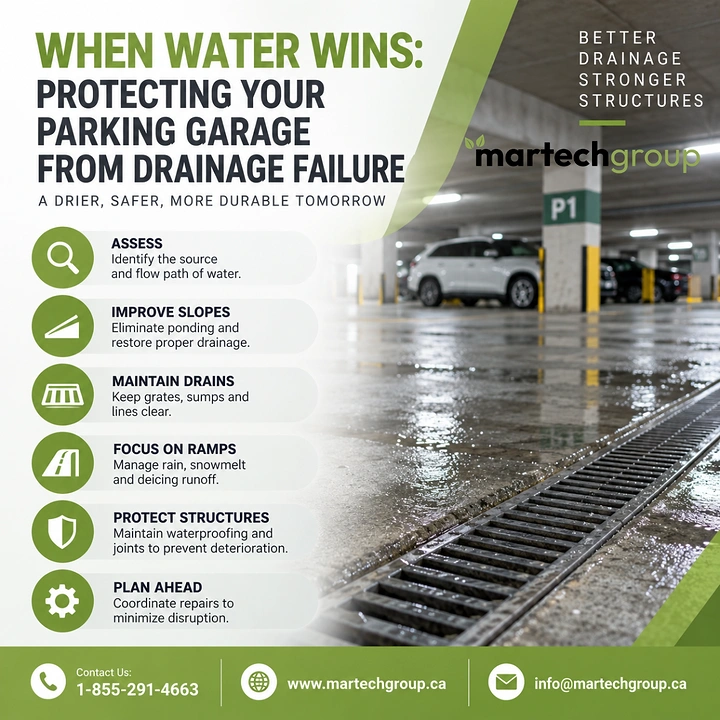 Waterproofing creative ad: Flooded garage frames drainage-failure lesson