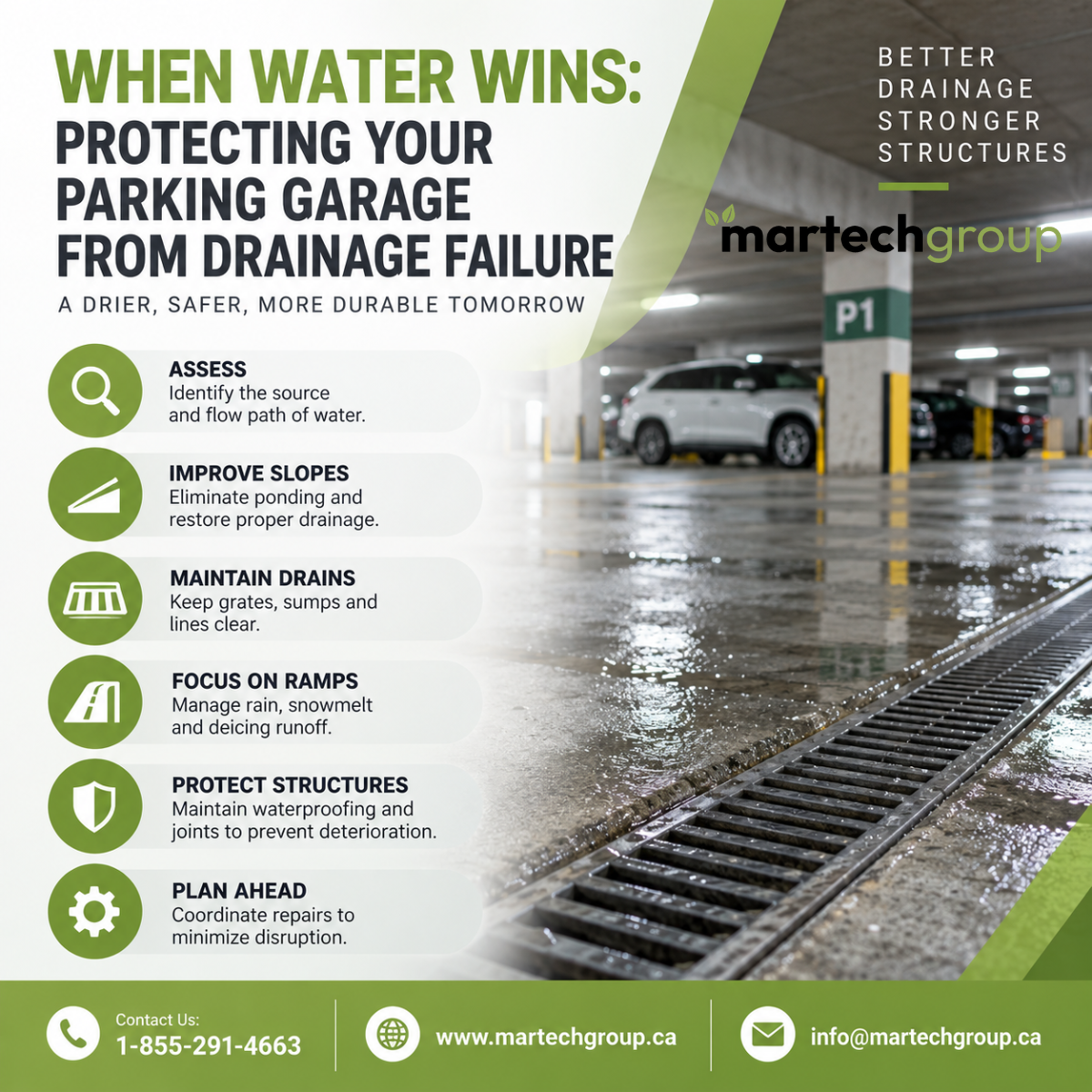 Instagram post: Flooded garage frames drainage-failure lesson