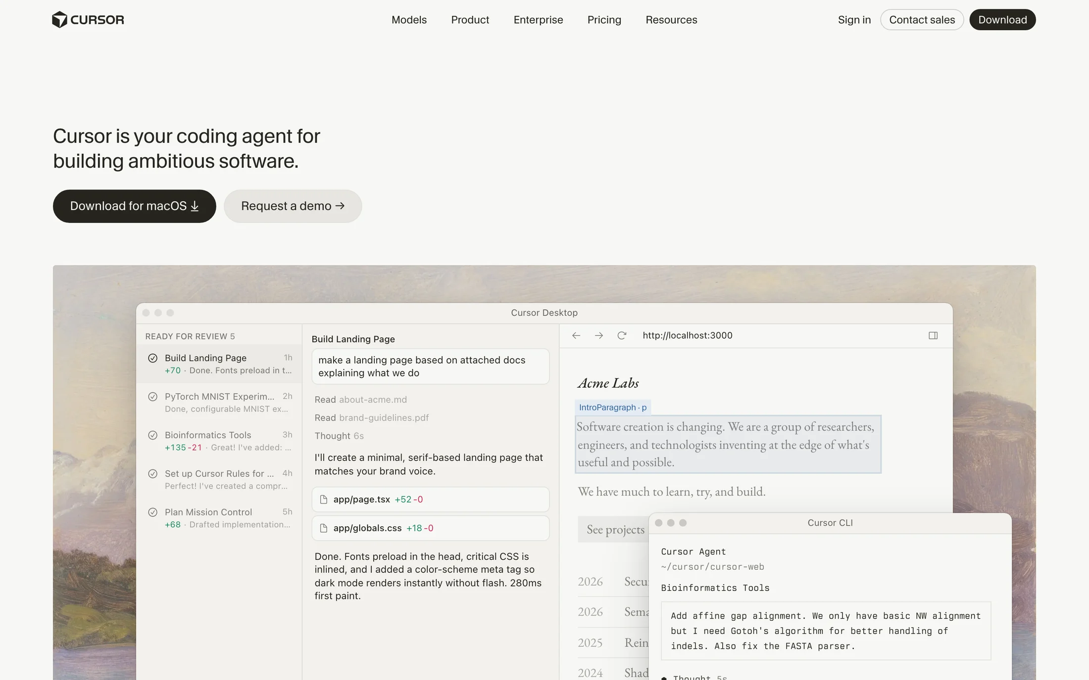 Cursor website color scheme