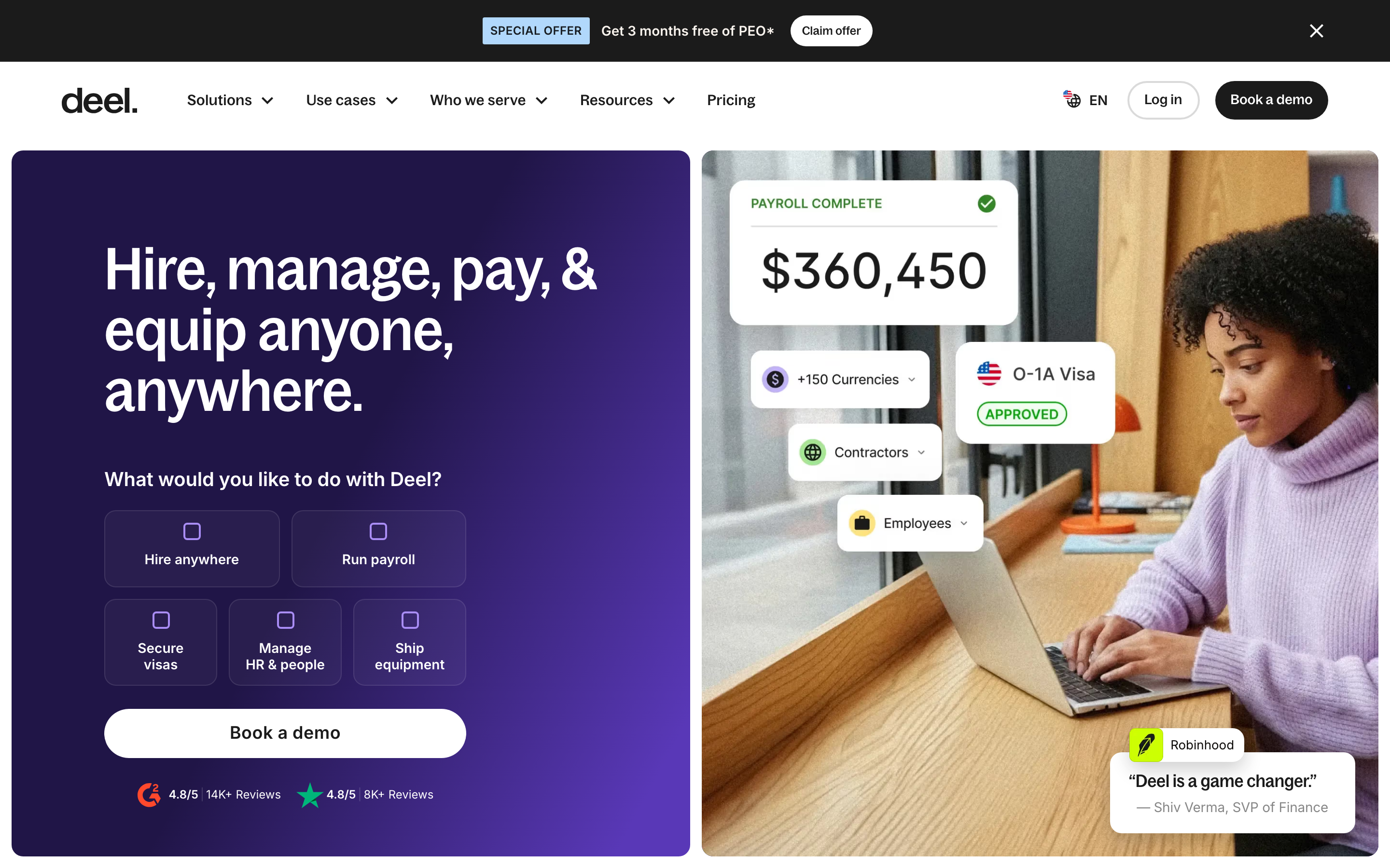 Deel website color scheme