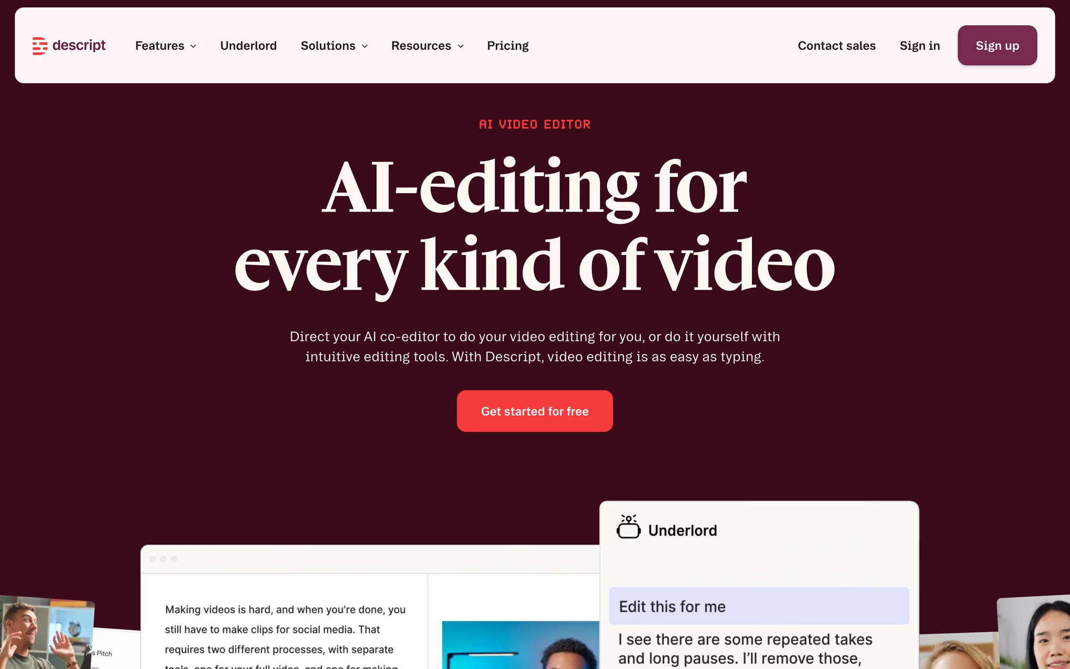 Descript website color scheme