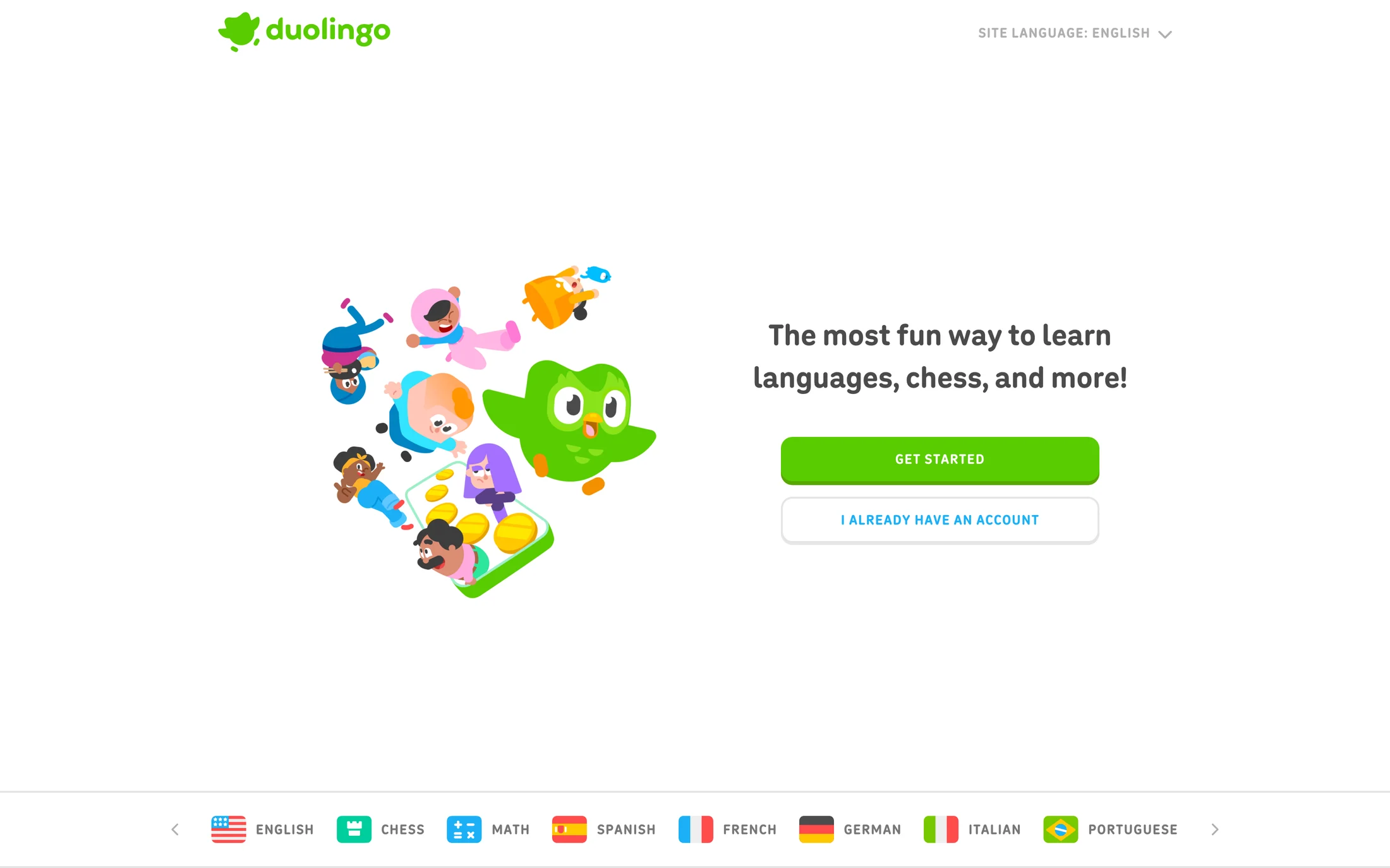 Duolingo website color scheme