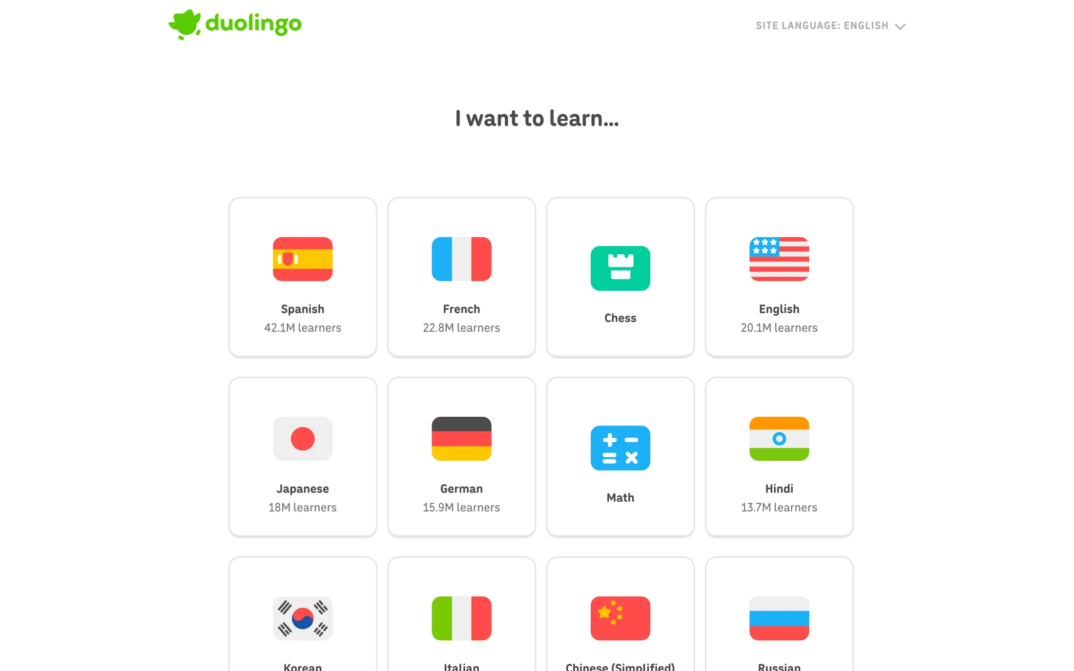 Duolingo signup page