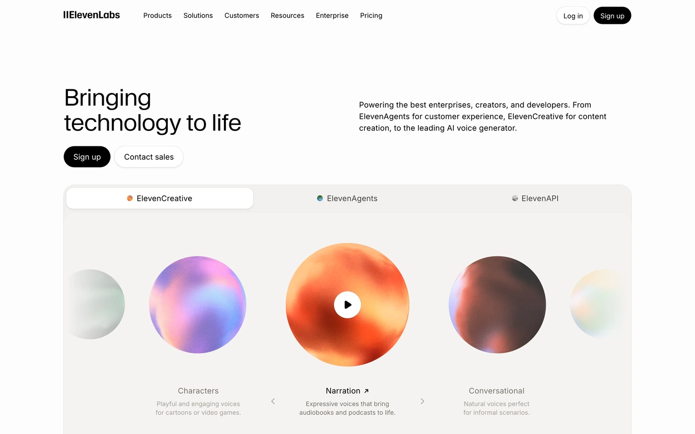 ElevenLabs homepage