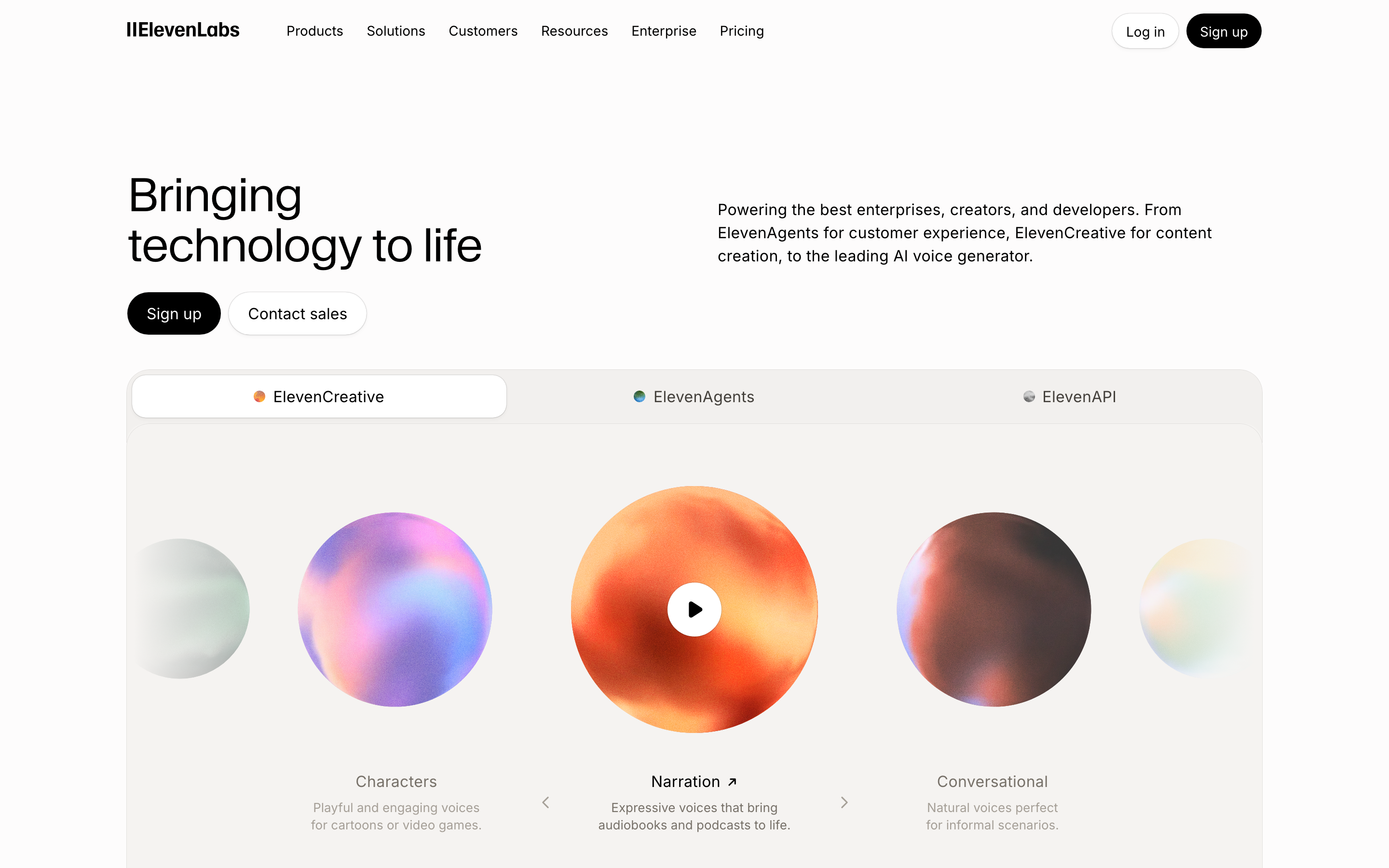 ElevenLabs website color scheme