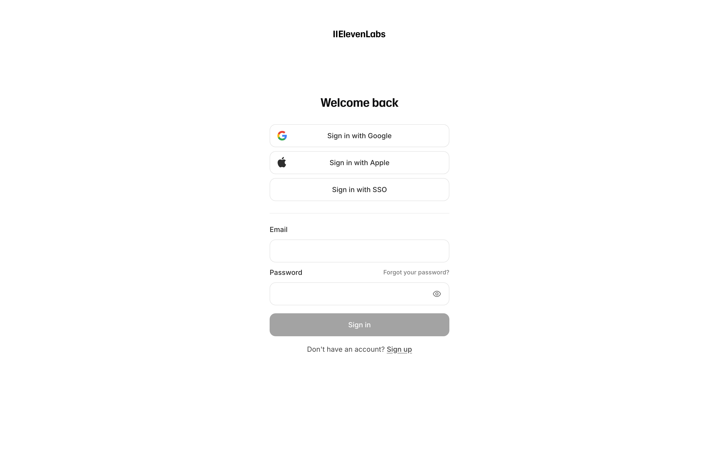 ElevenLabs login page