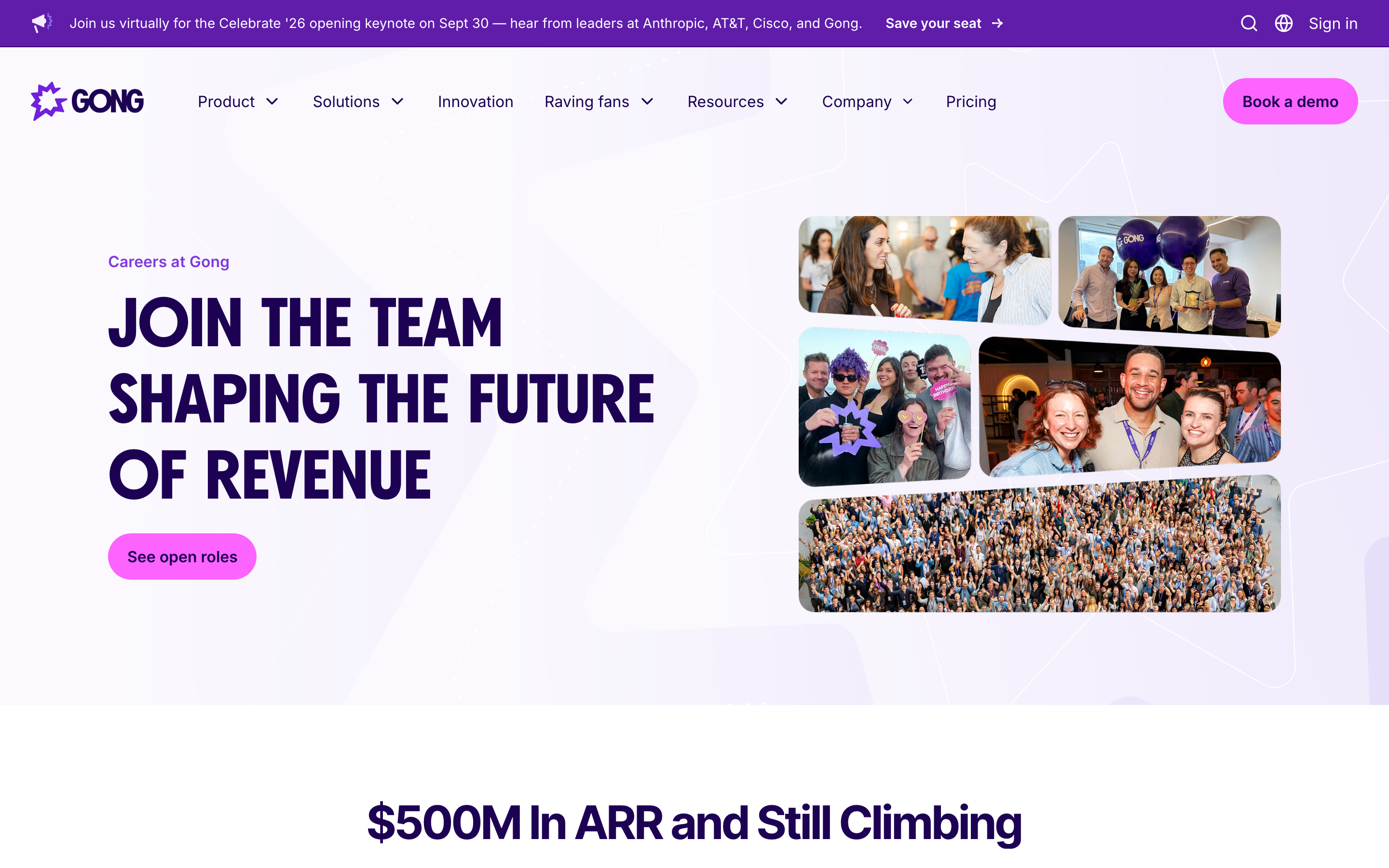Gong careers page