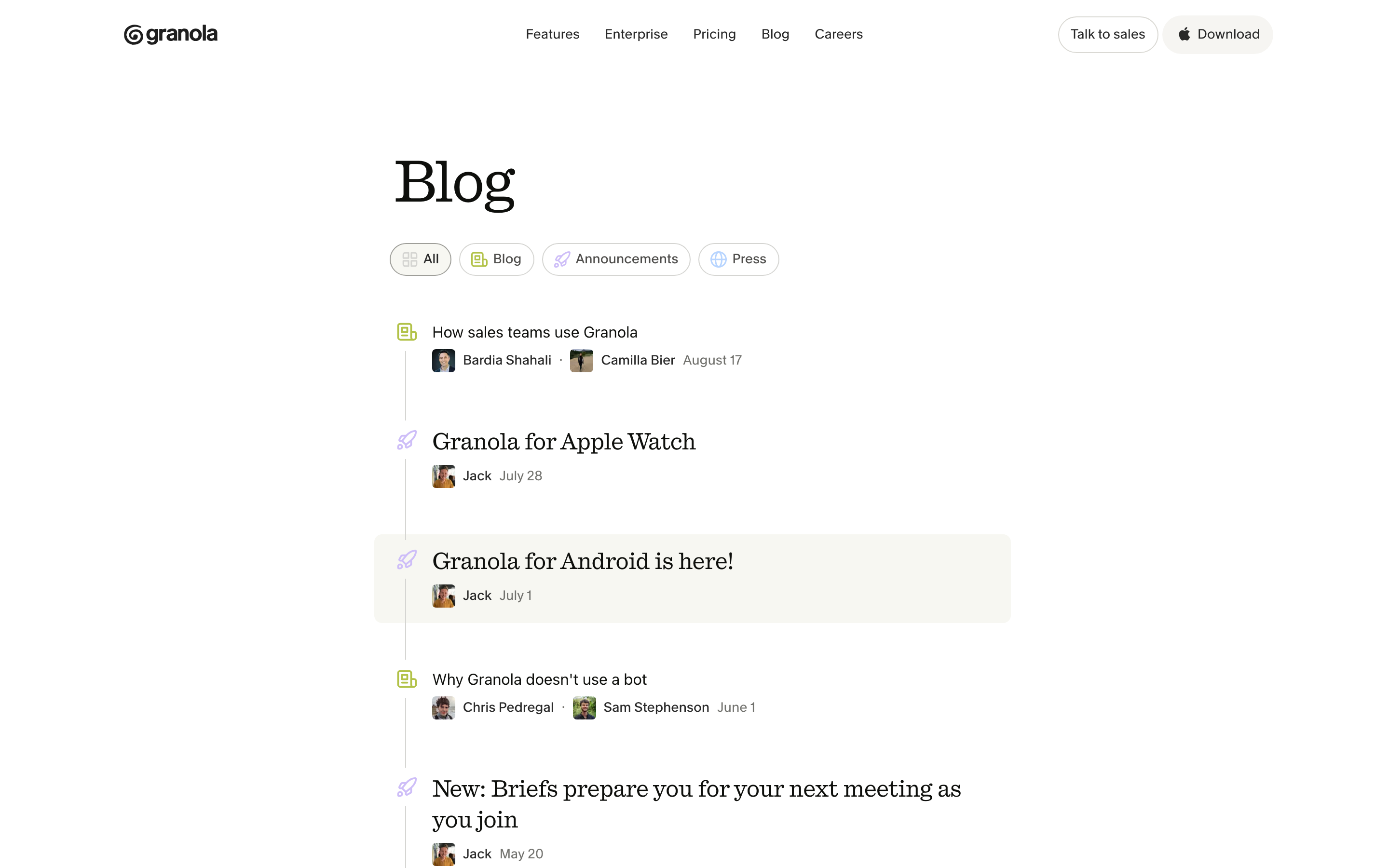 Granola Notes website color scheme