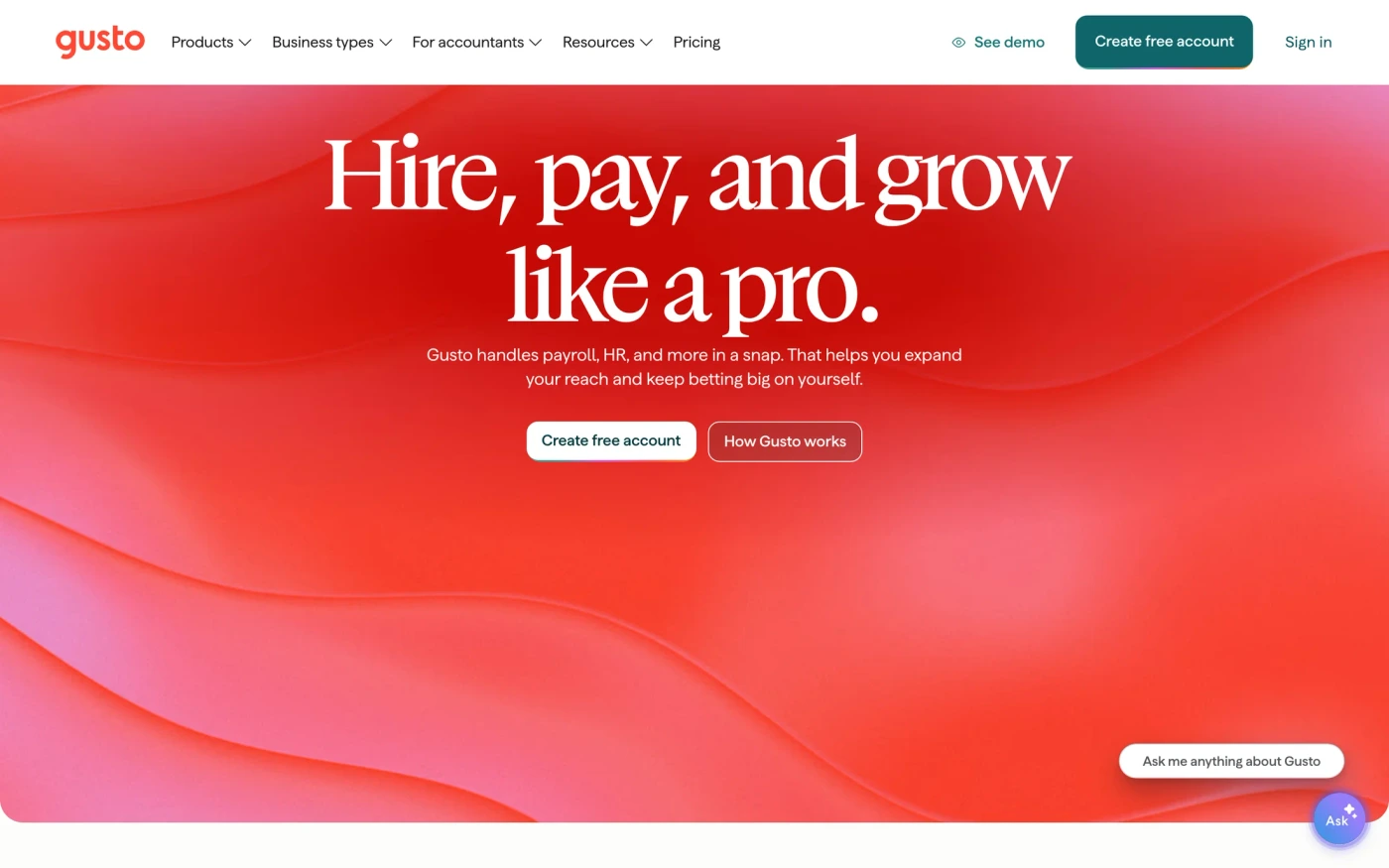 Gusto homepage