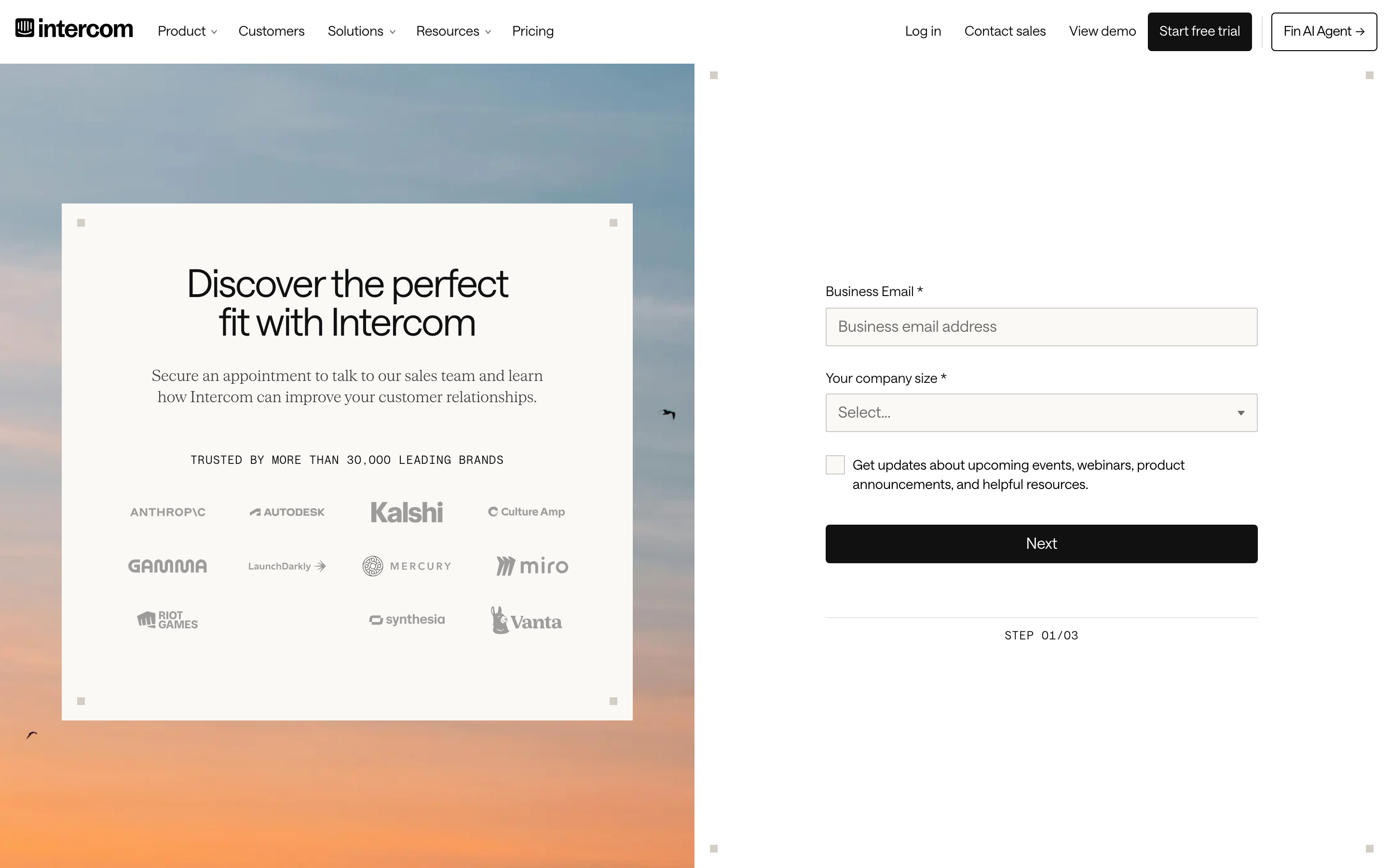 Intercom contact page