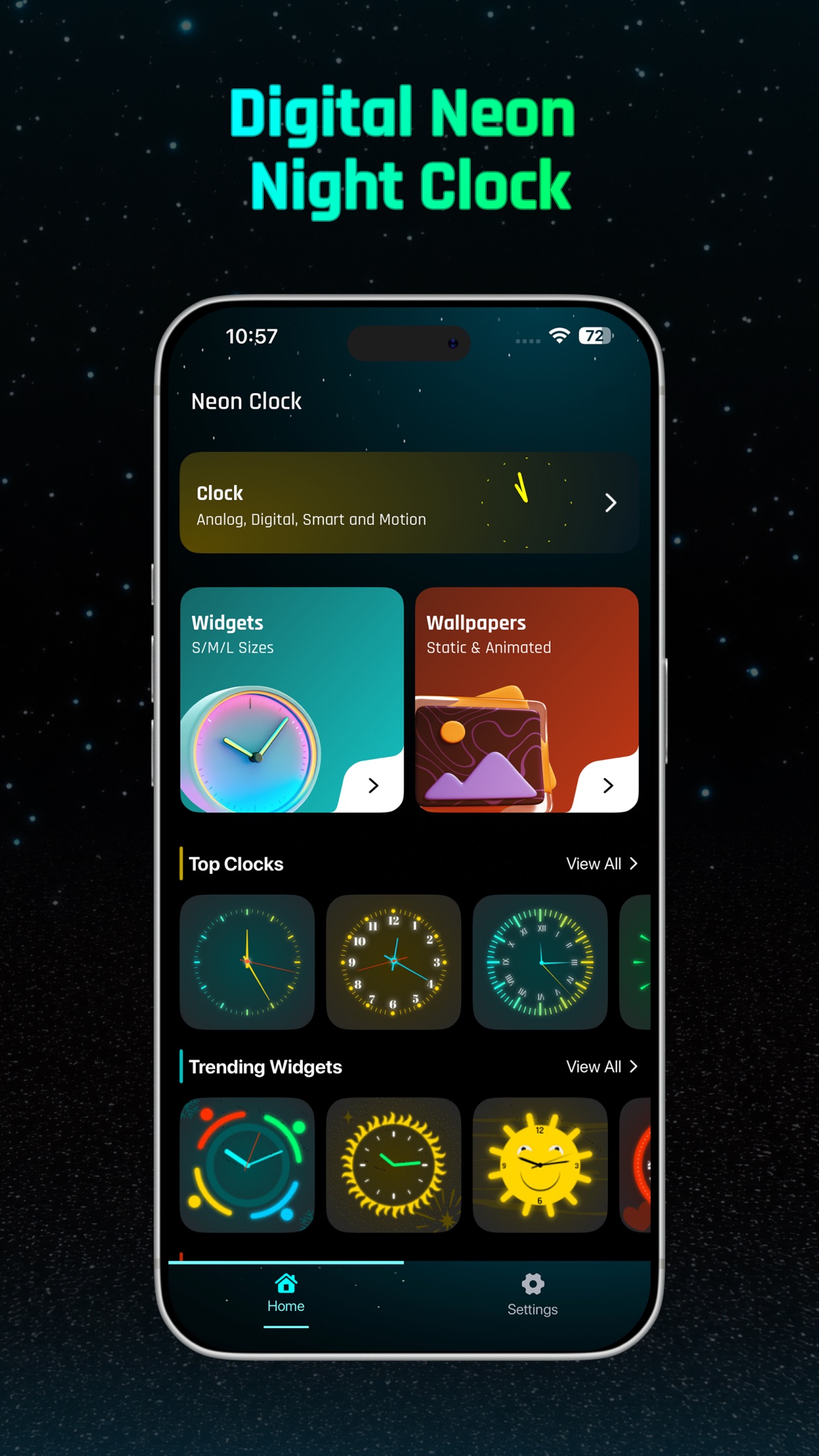 Digital Neon Night Clock iOS app screen 1