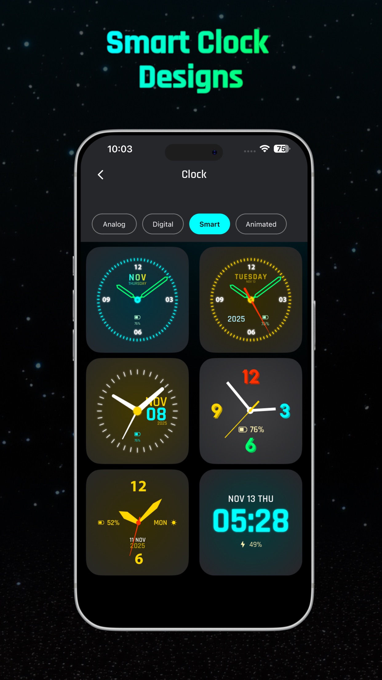Digital Neon Night Clock iOS app screen 2