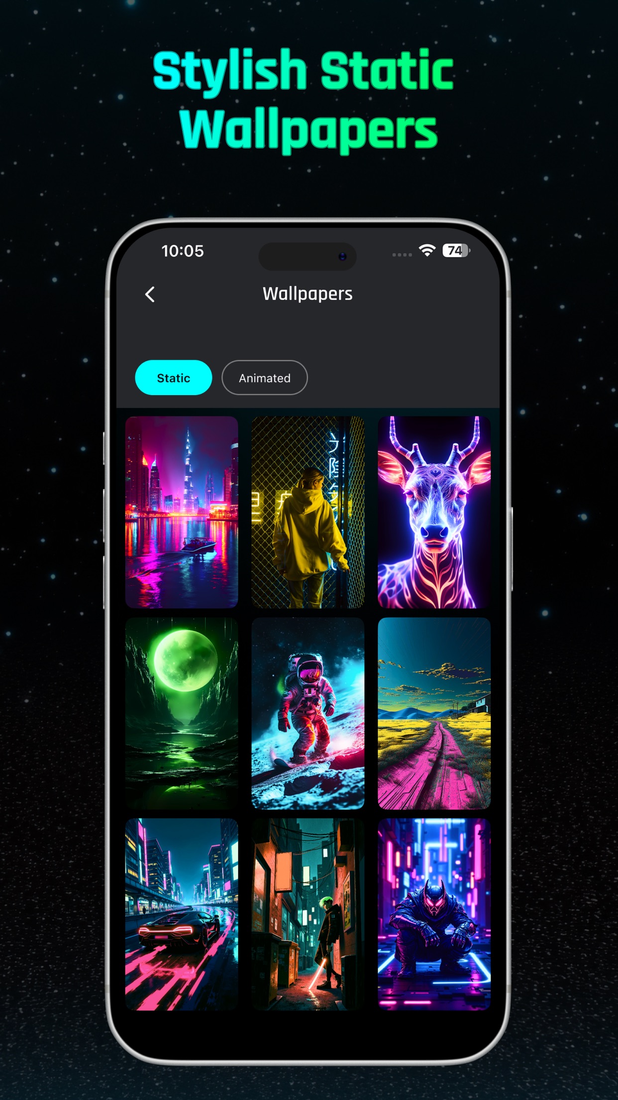 Digital Neon Night Clock iOS app screen 3