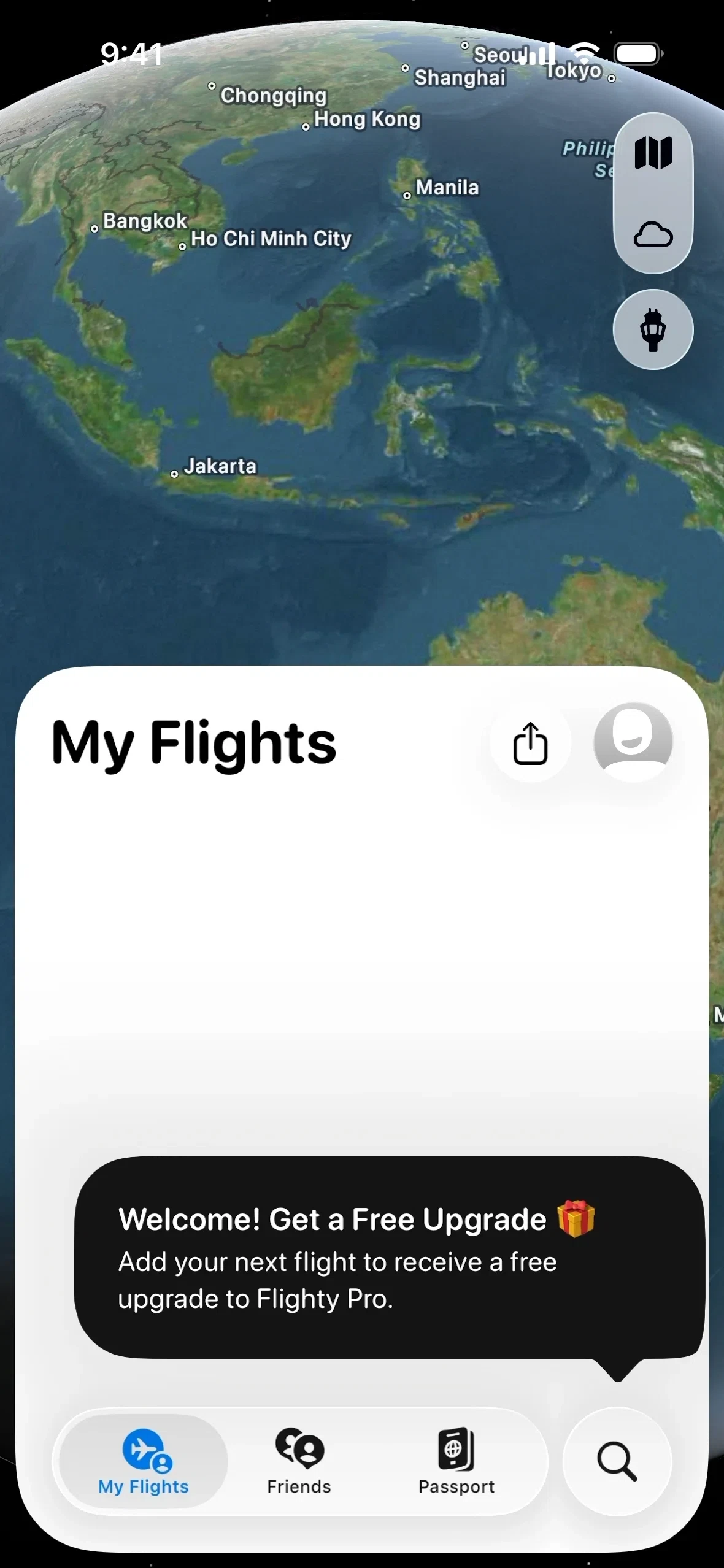 Flighty iOS app screen