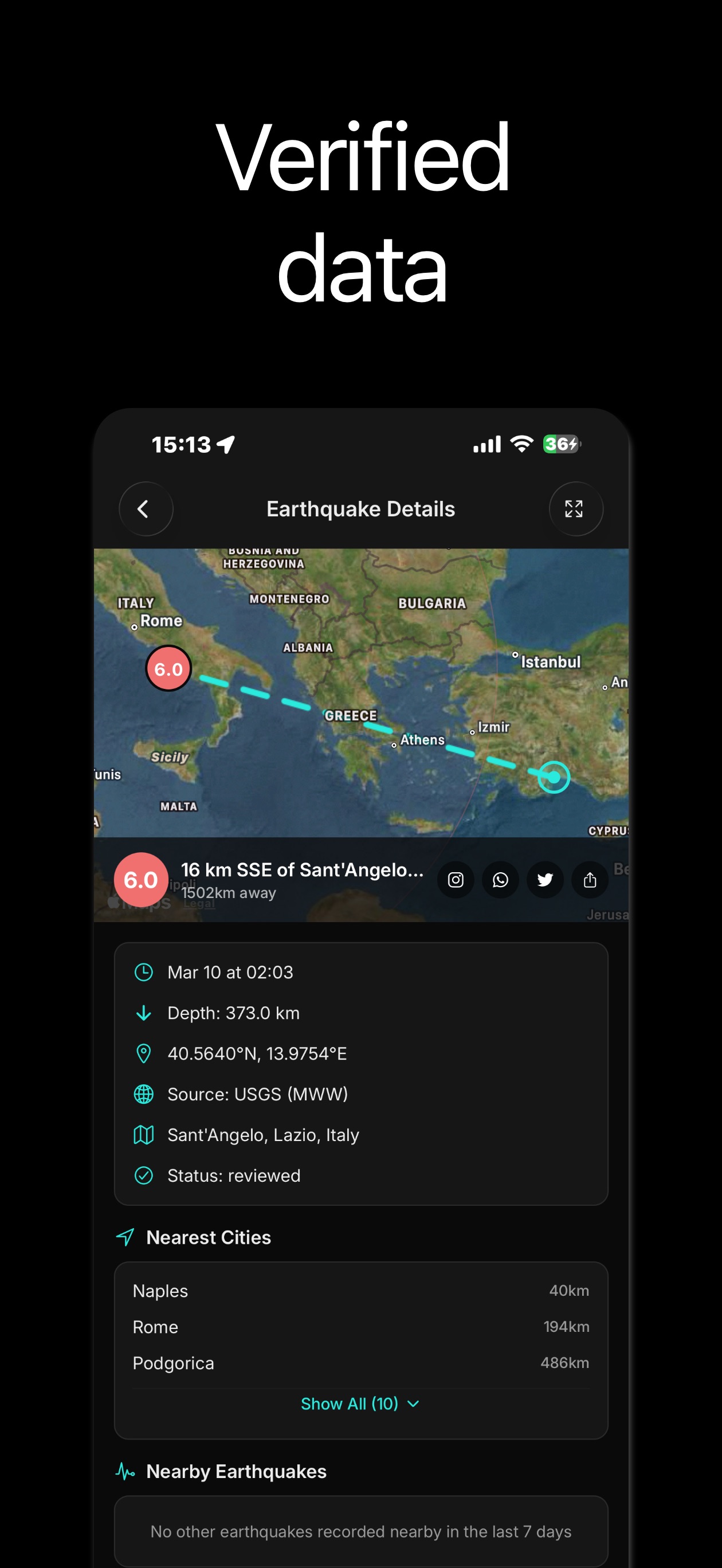GeoShake iOS app screen 3