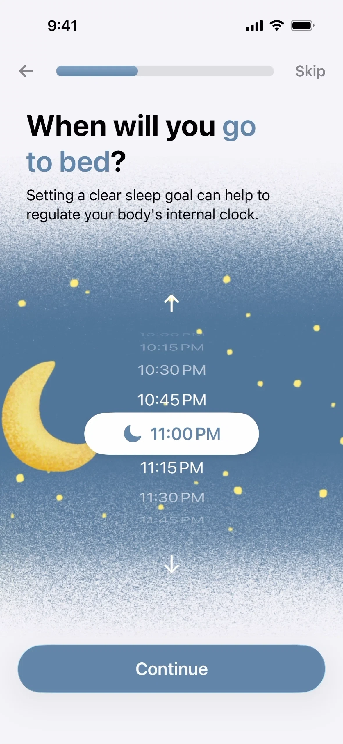 Structured iOS app screen