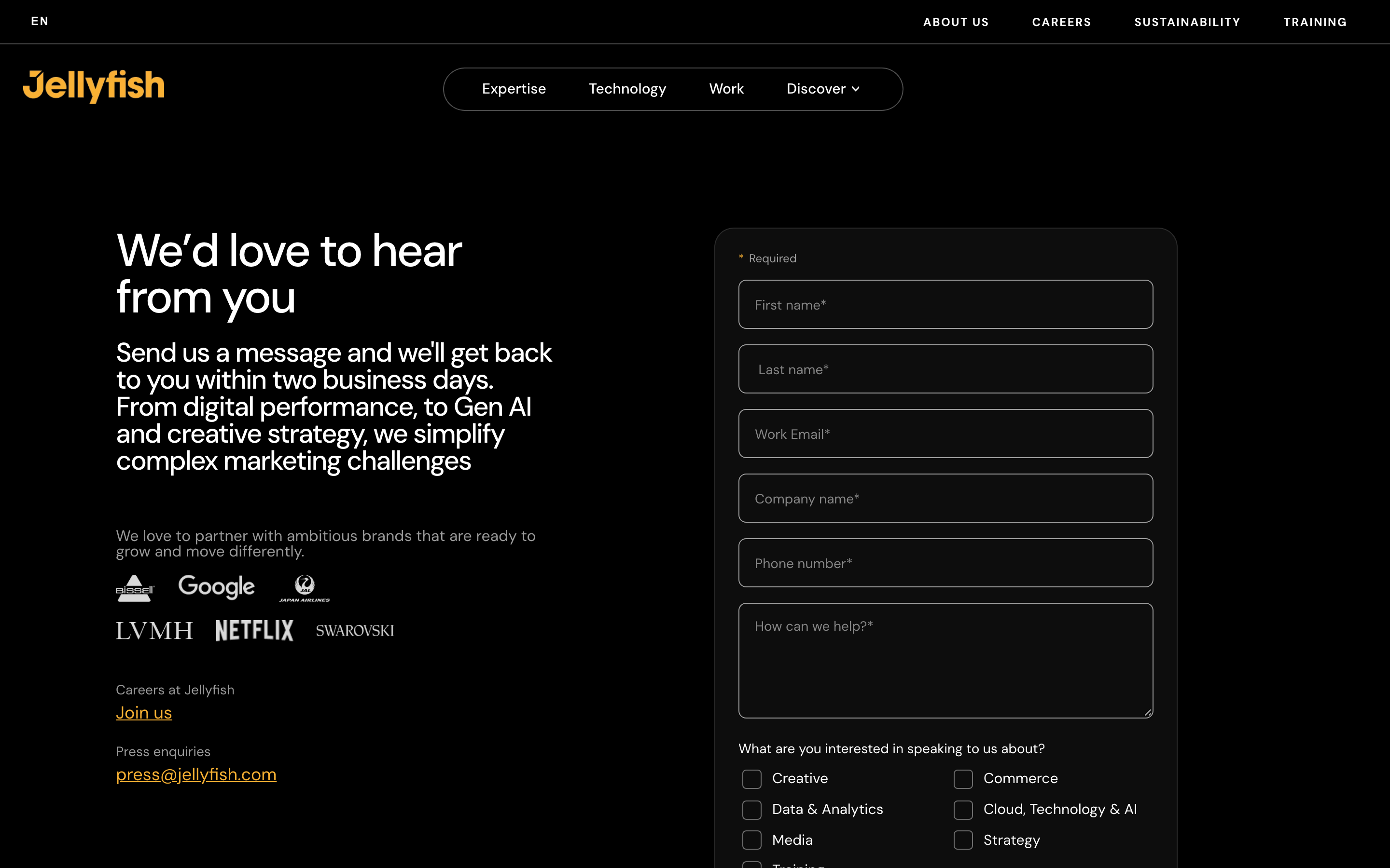 Jellyfish contact page