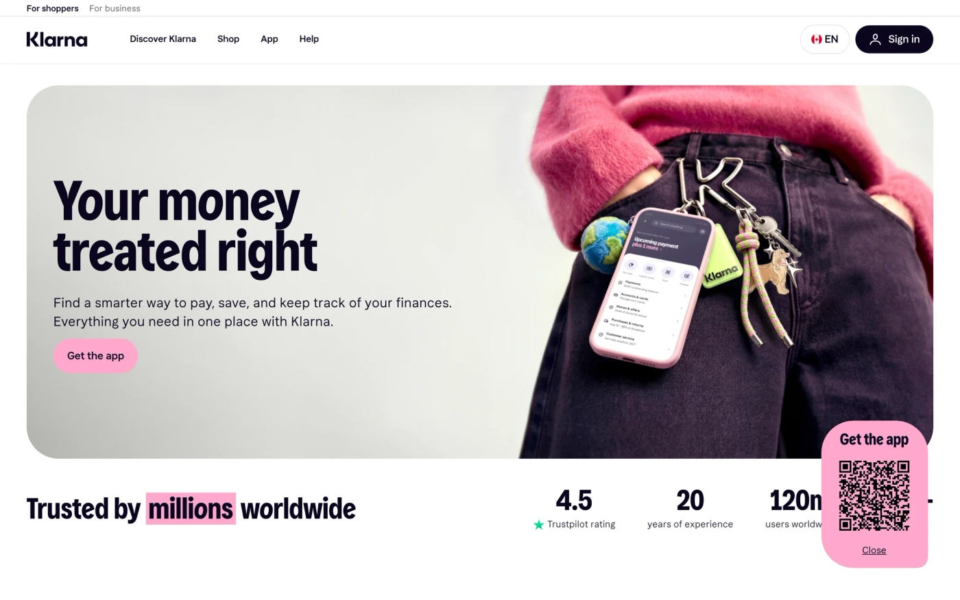 Klarna homepage