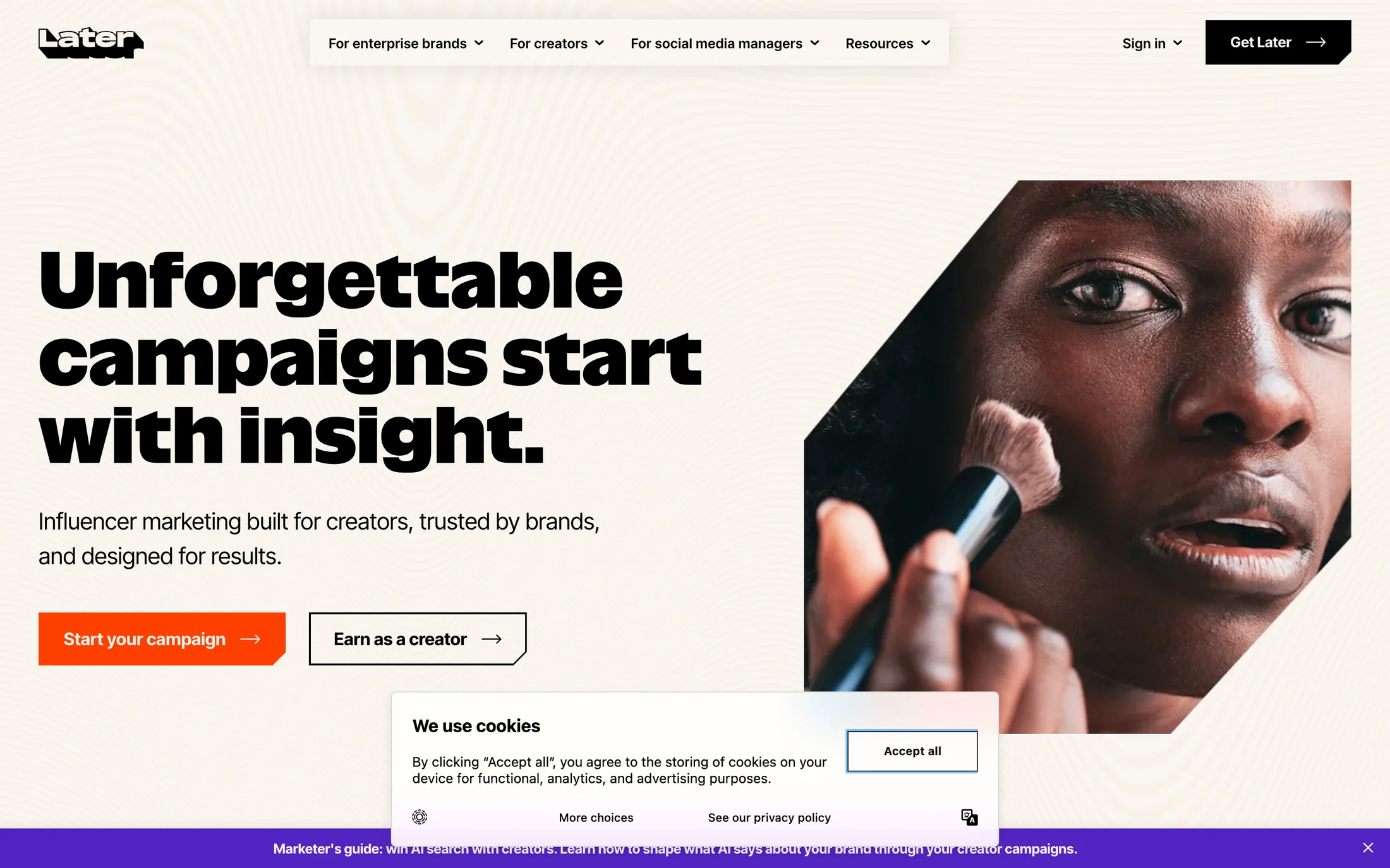 Later website color scheme
