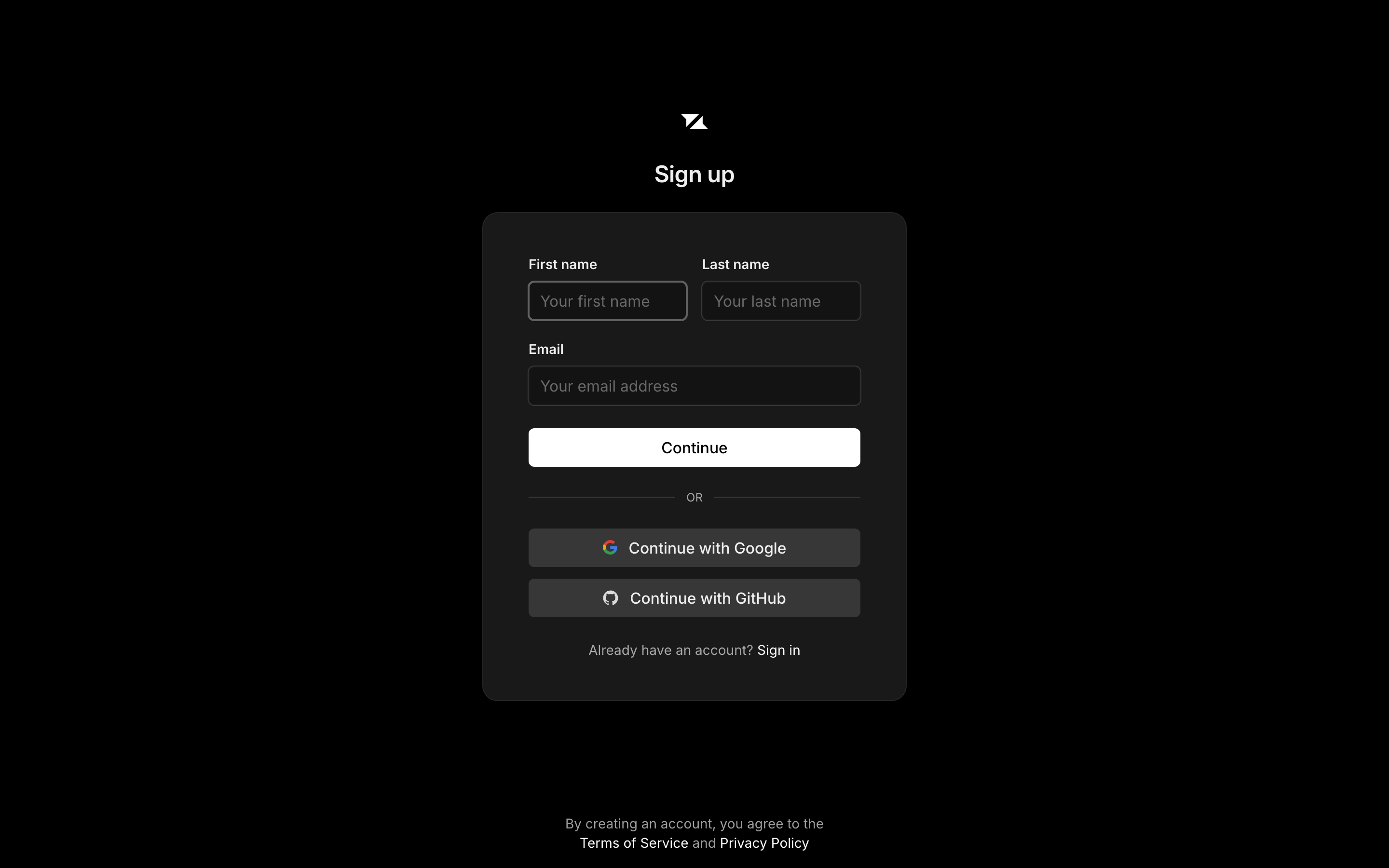 Liveblocks signup page