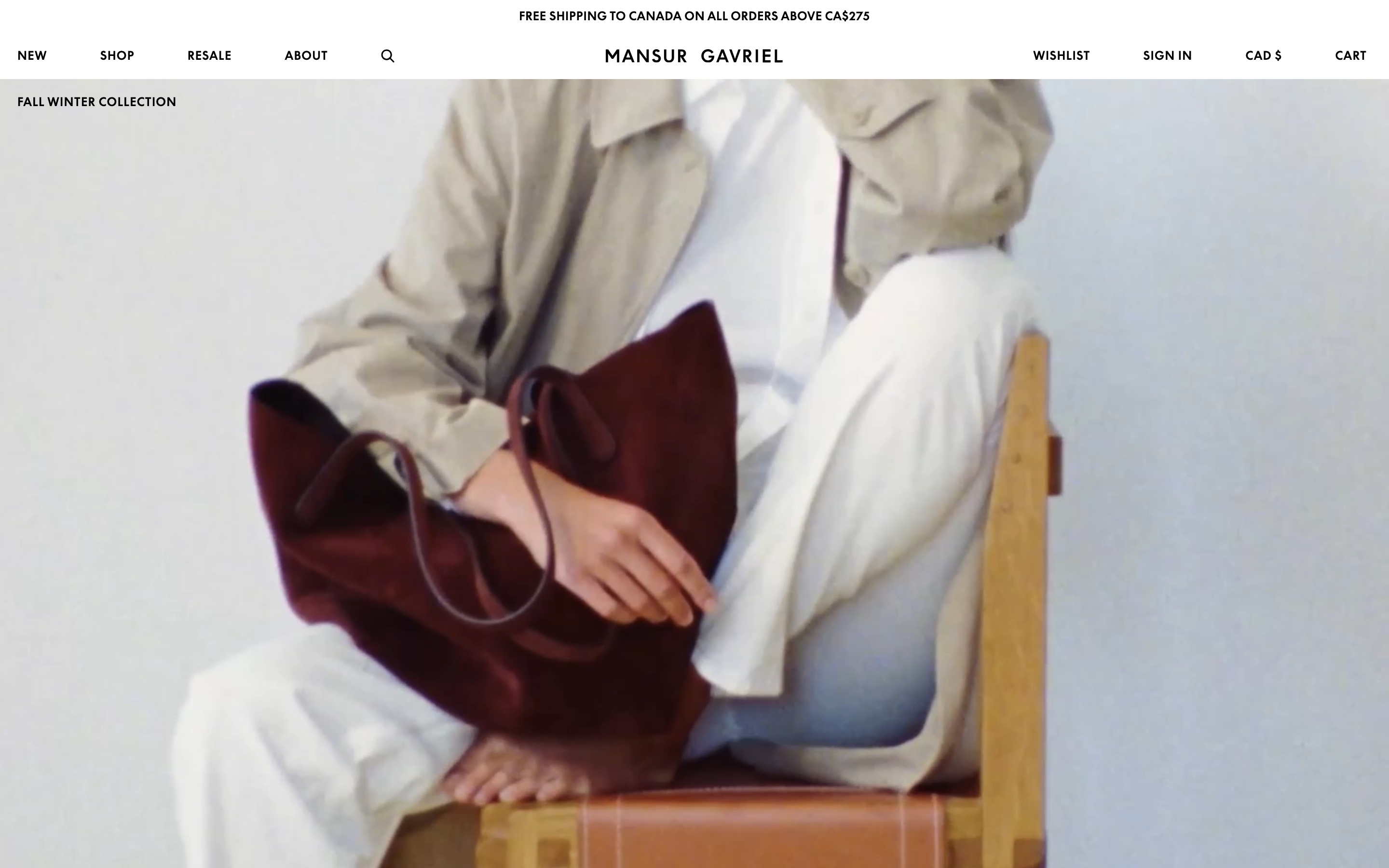 Mansur Gavriel website color scheme