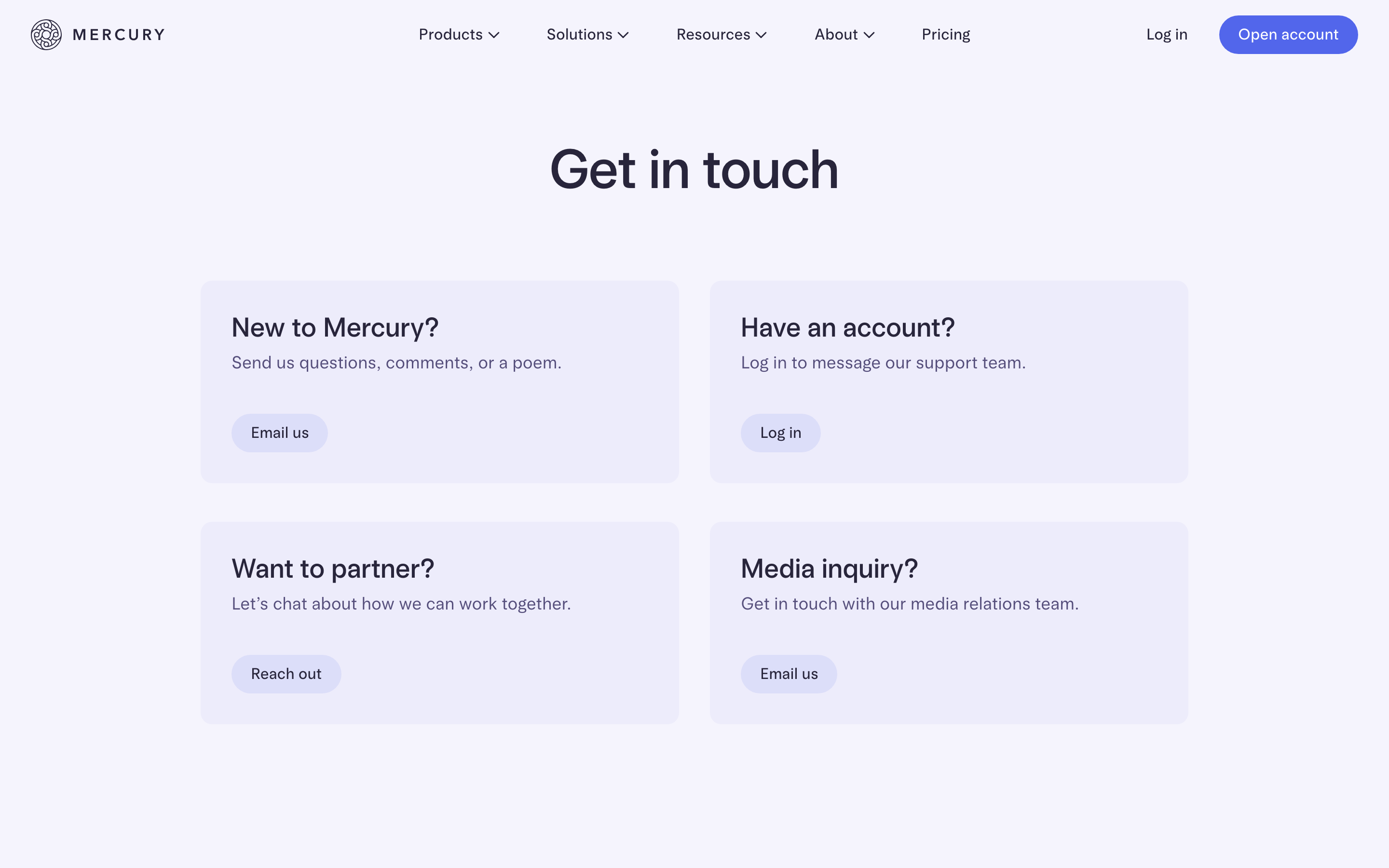 Mercury contact page