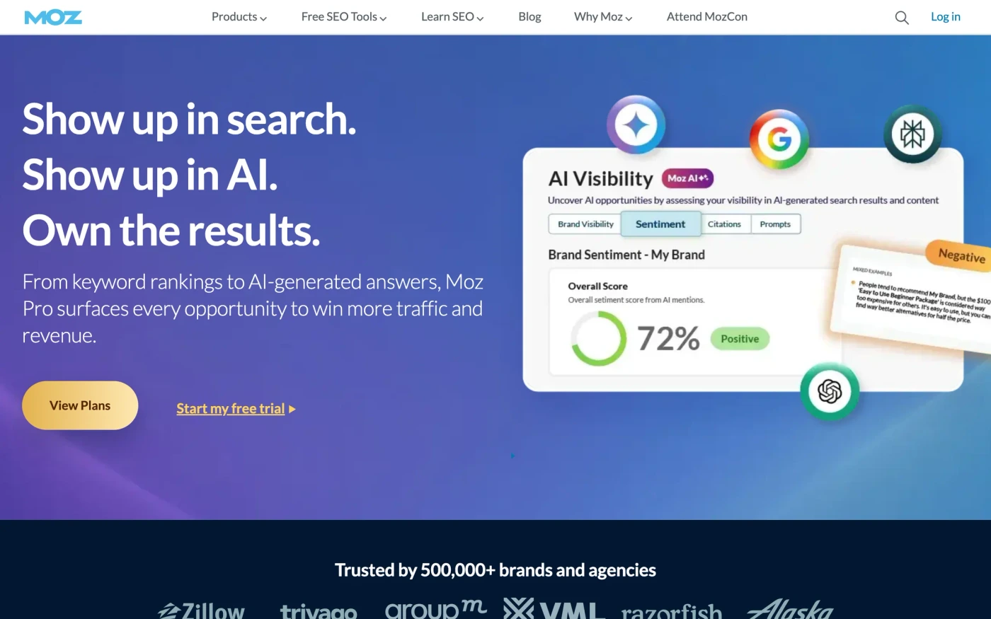 Moz homepage