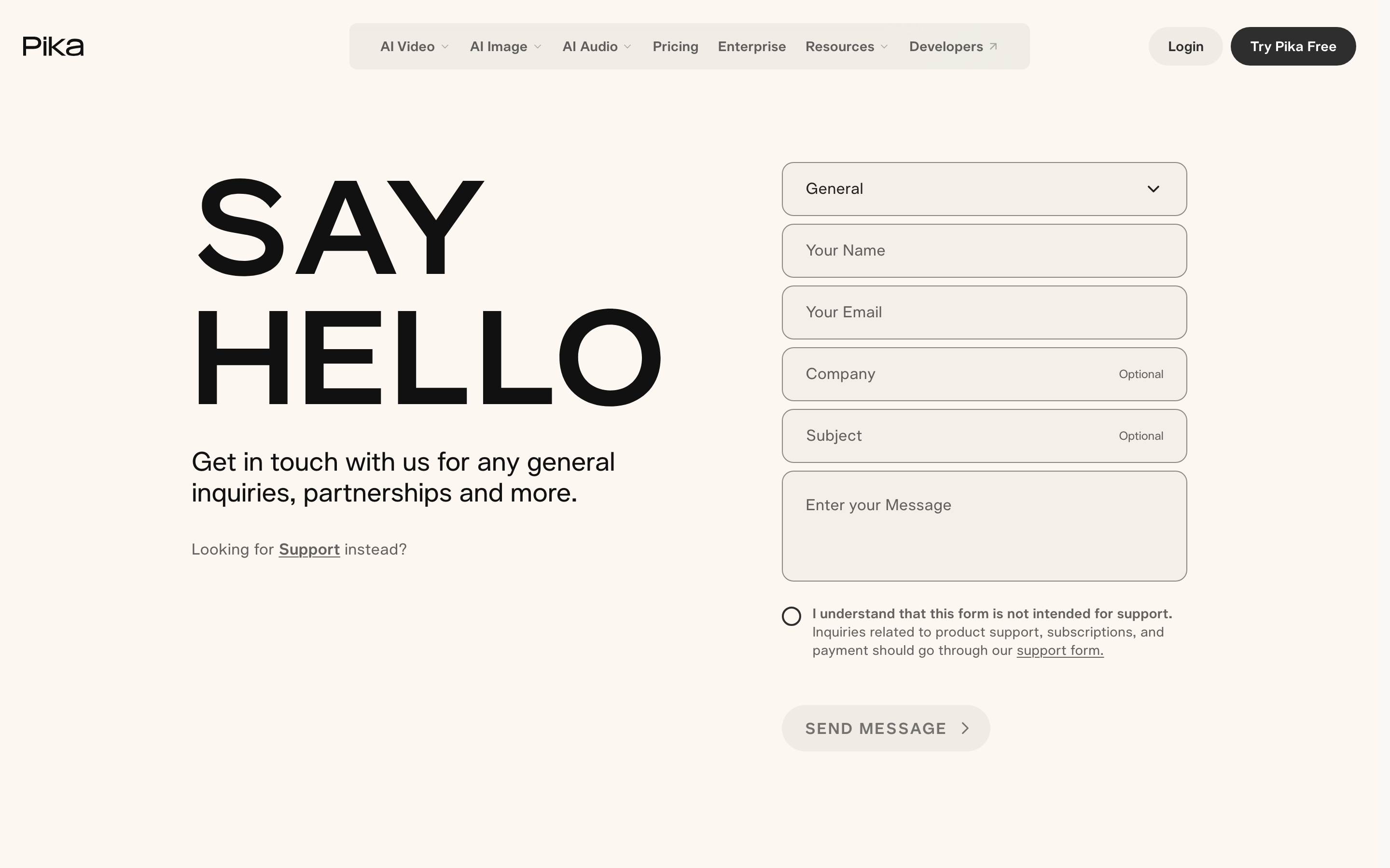 Pika contact page