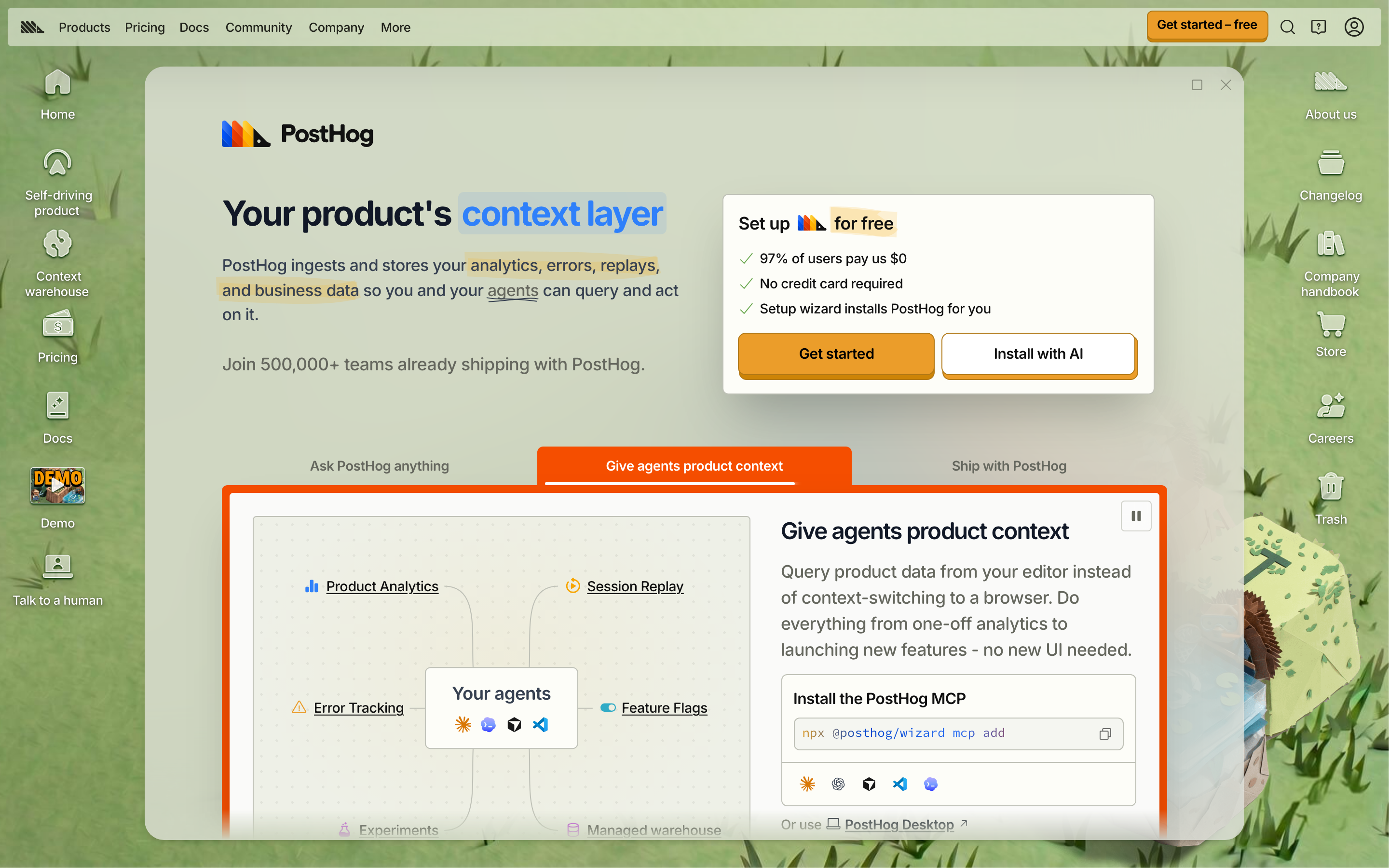 PostHog website color scheme