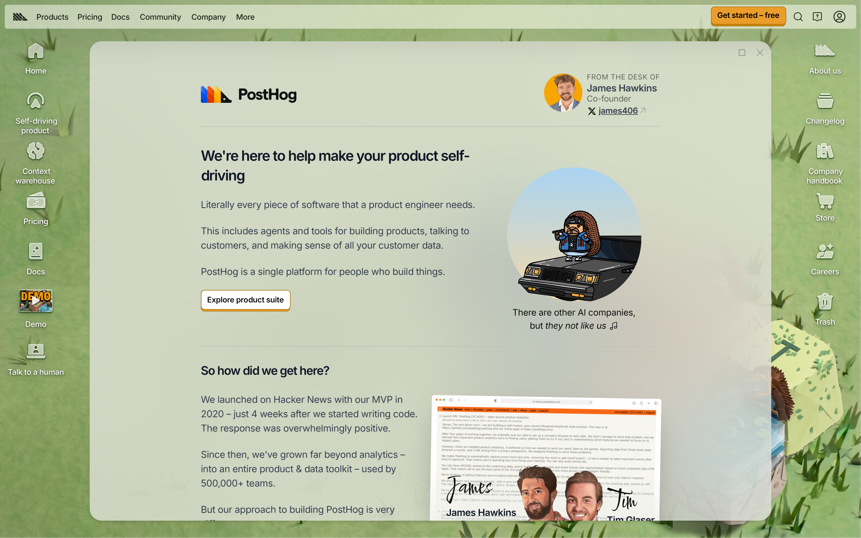 PostHog about page