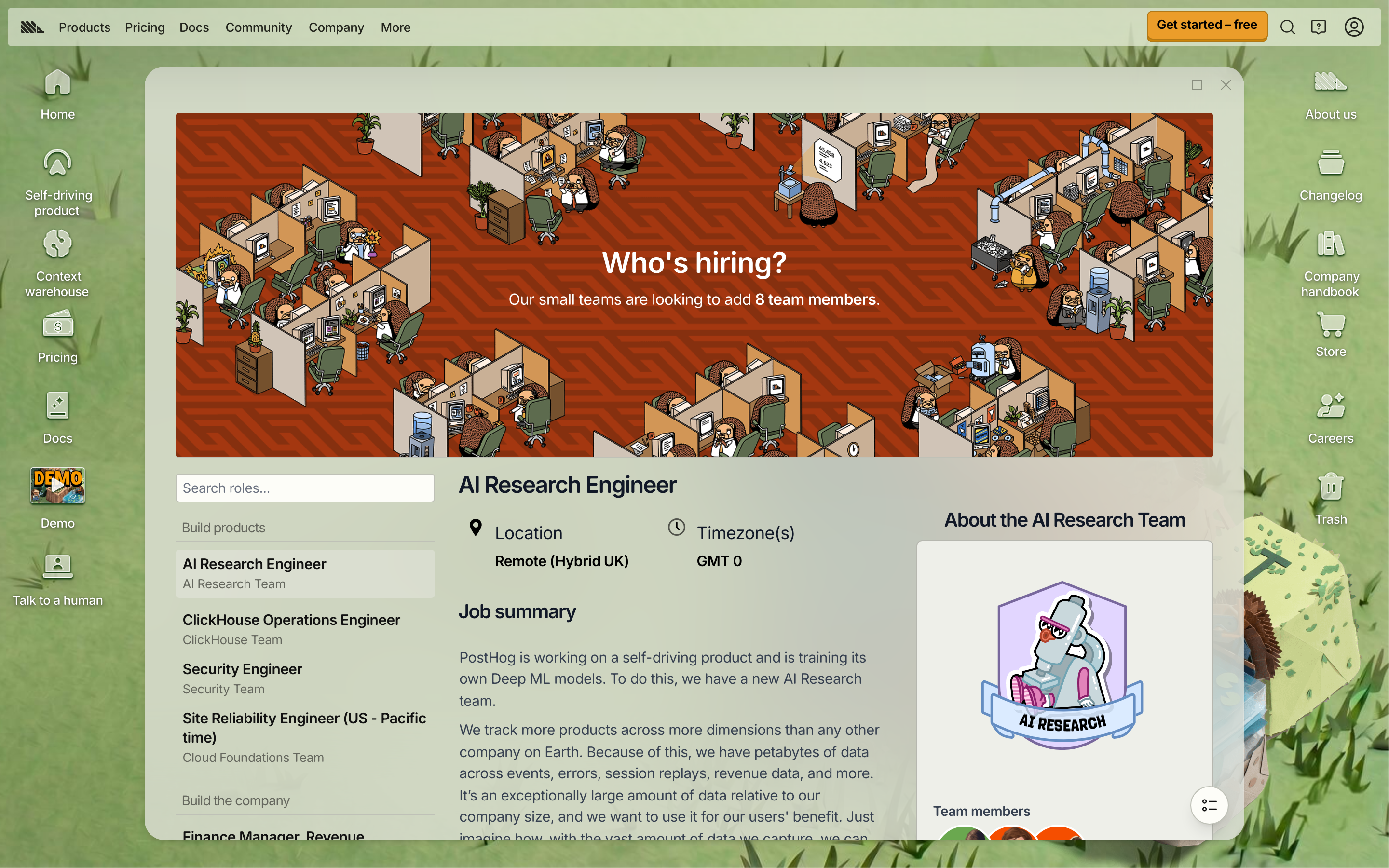 PostHog careers page