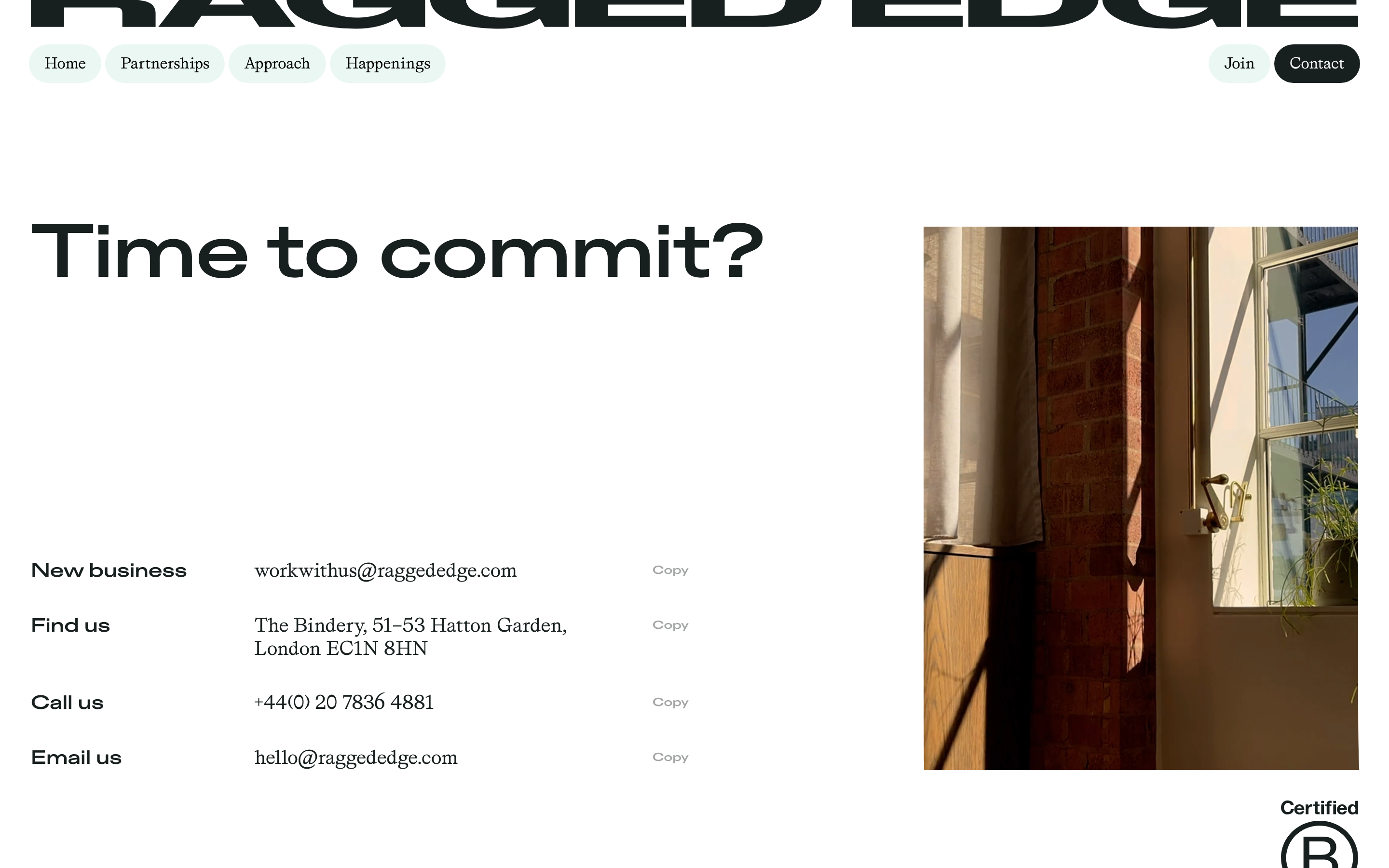 Ragged Edge contact page