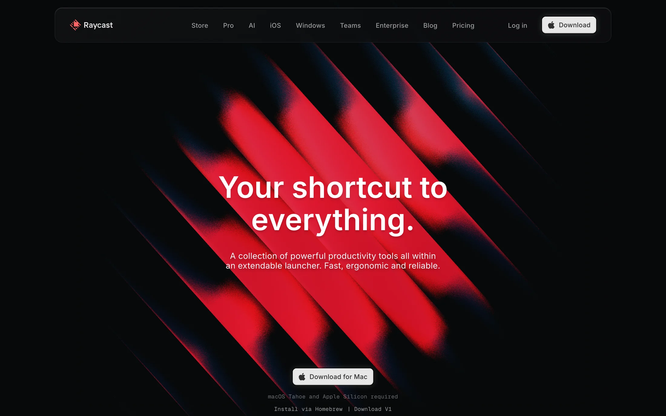 Raycast website color scheme