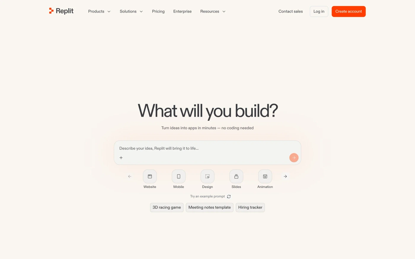 Replit homepage