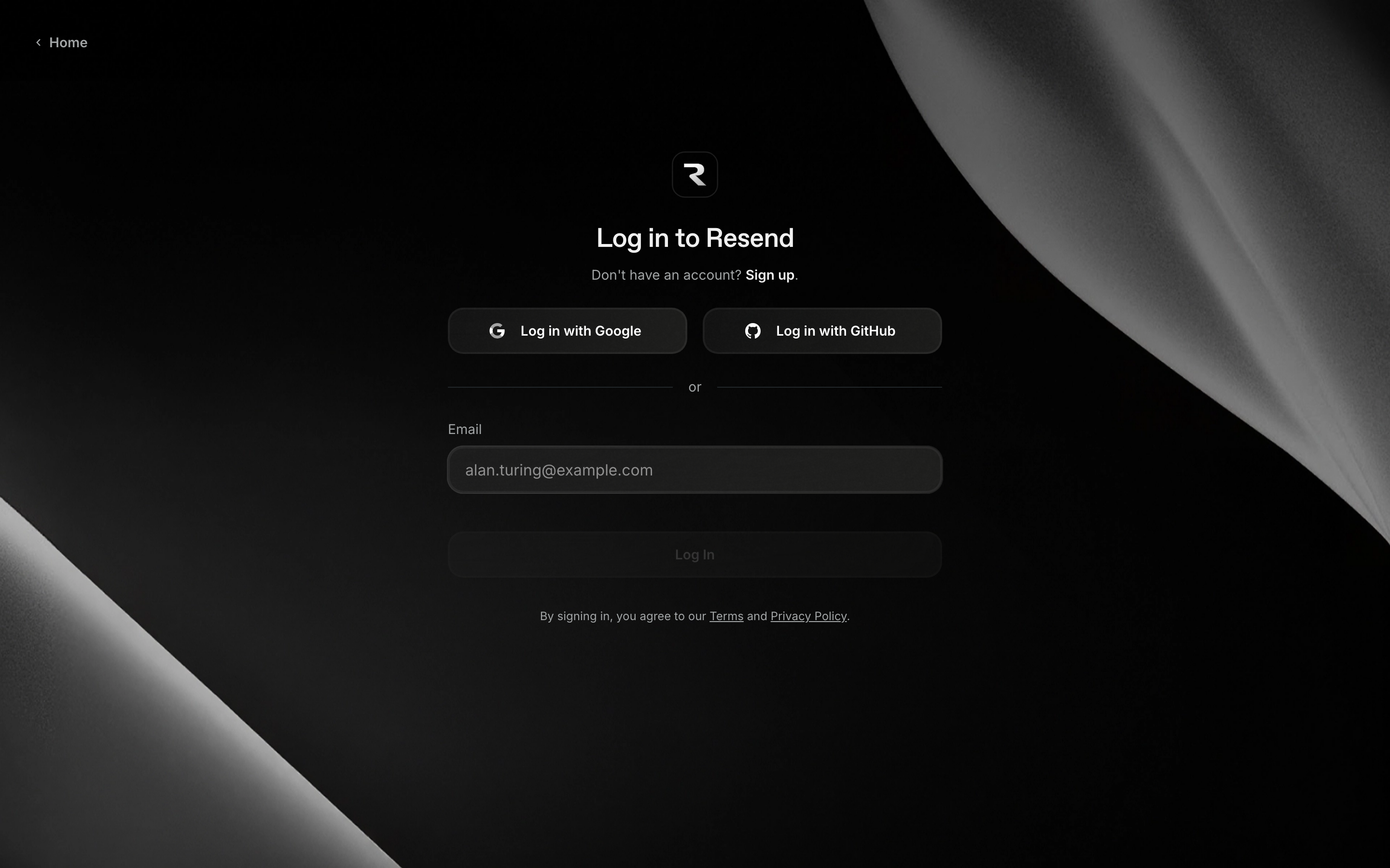 Resend login page
