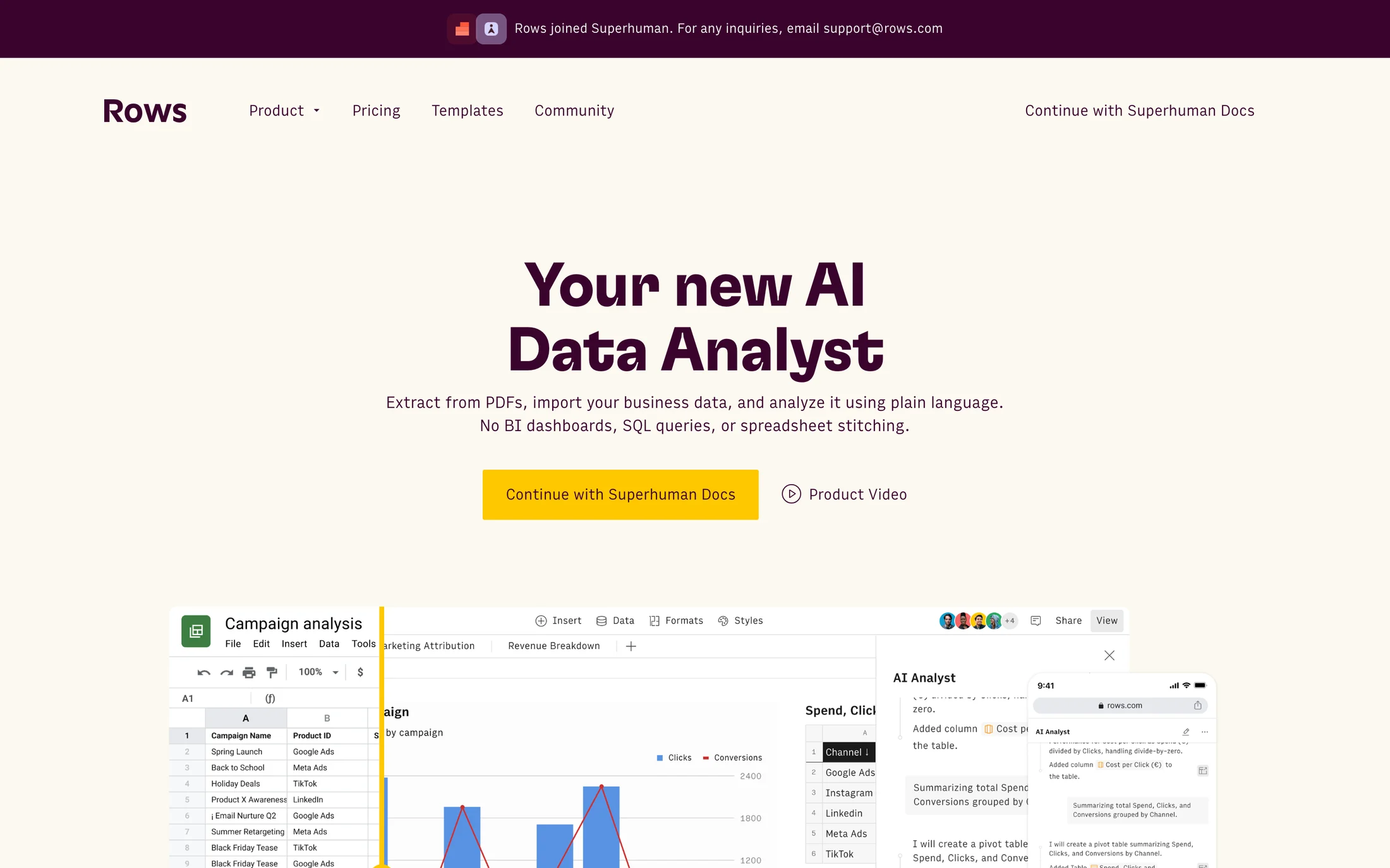 Rows website color scheme