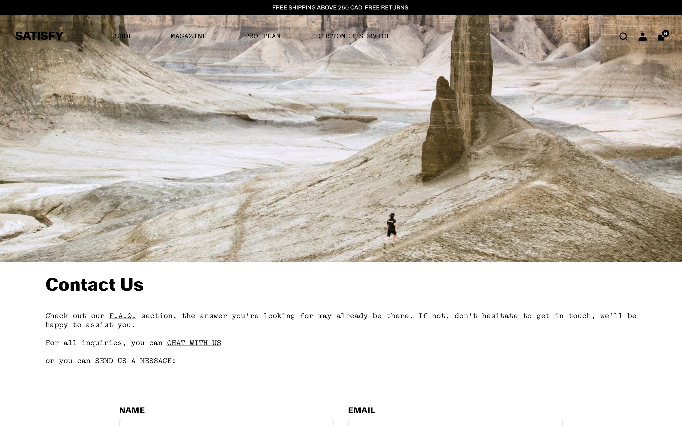 Satisfy contact page