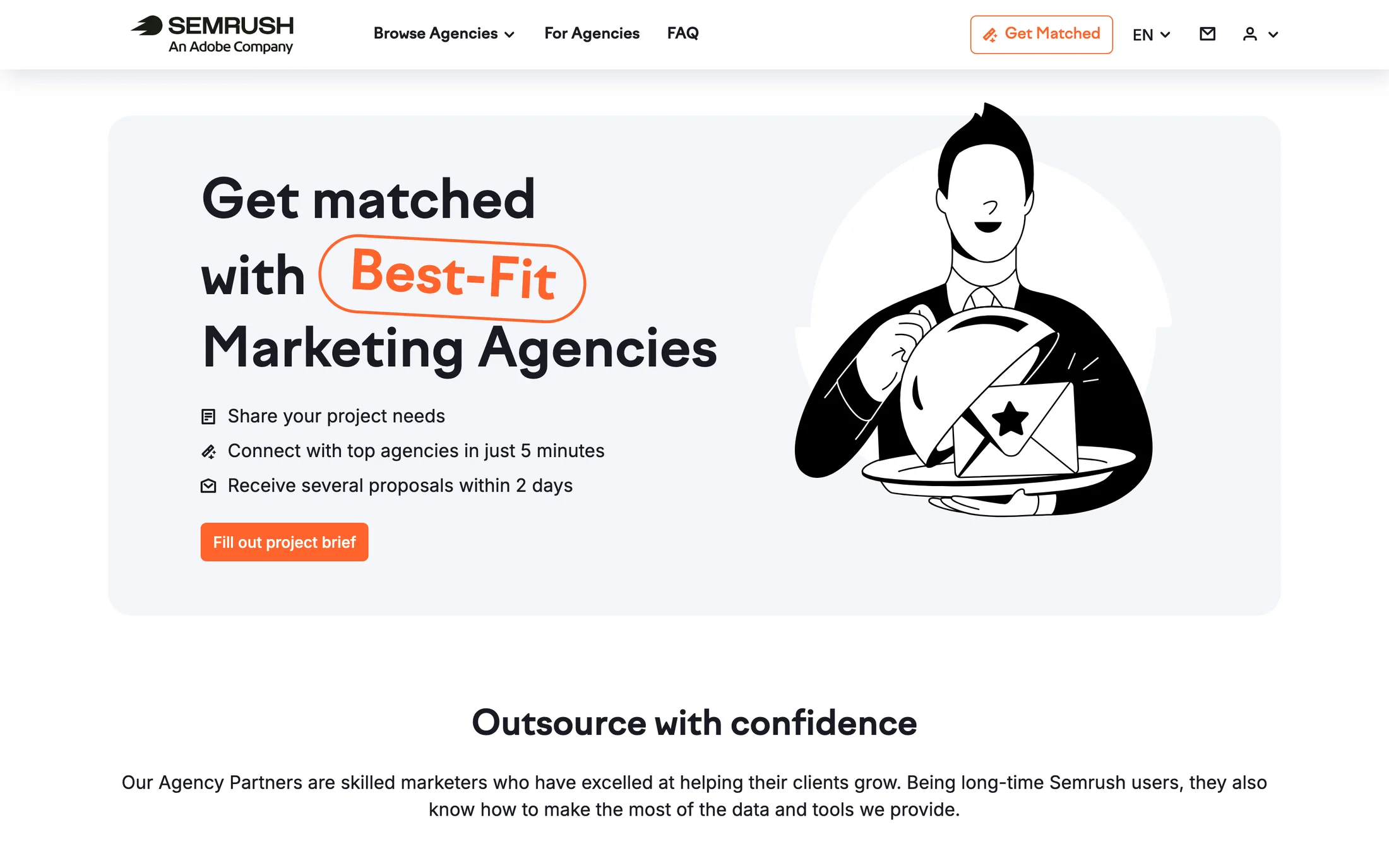 Semrush Agency website color scheme