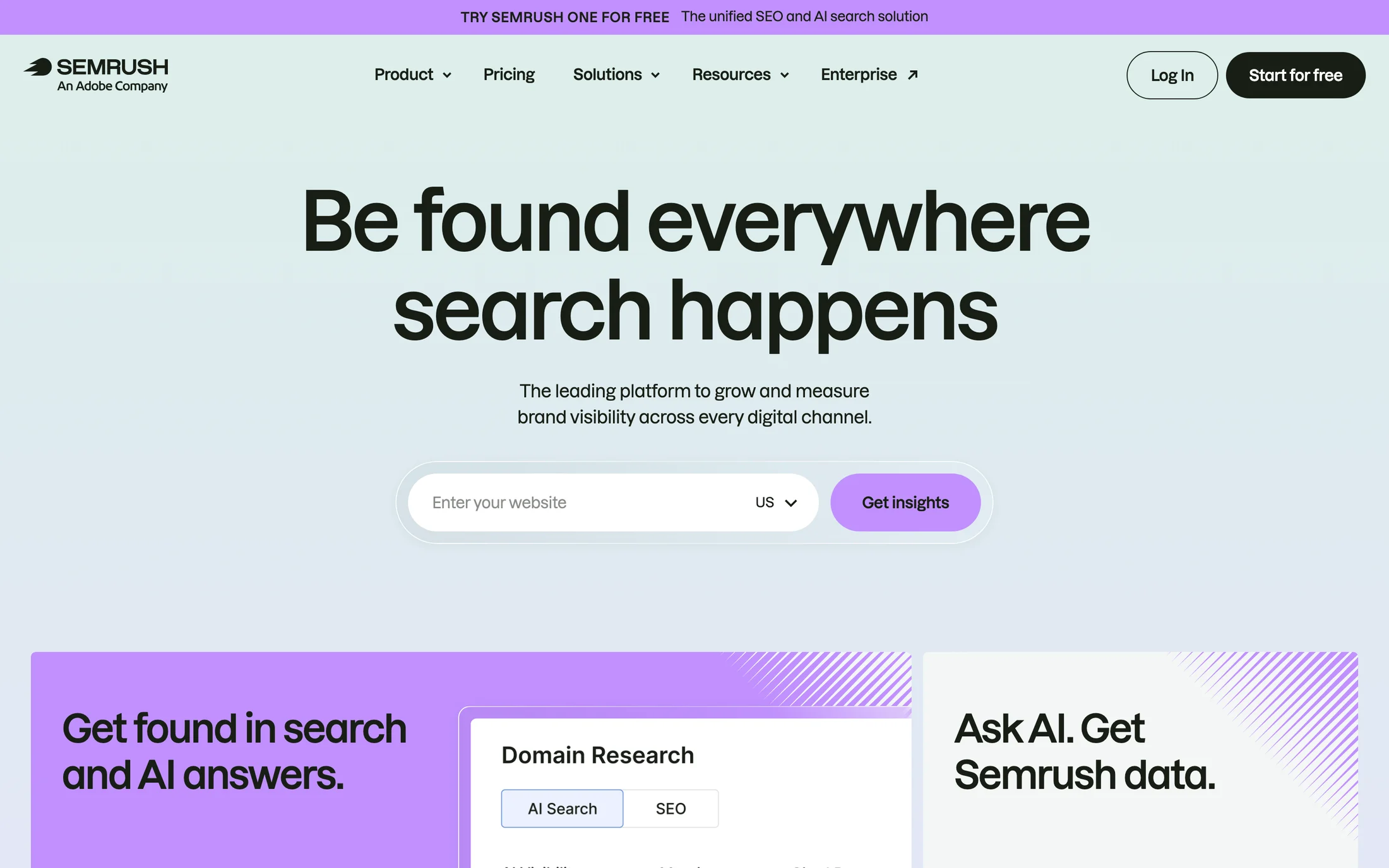 Semrush website color scheme